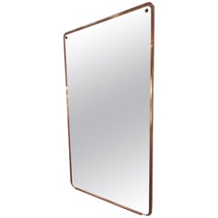 Italian Trapezoidal Midcentury Wood Wall Mirror, 1950s