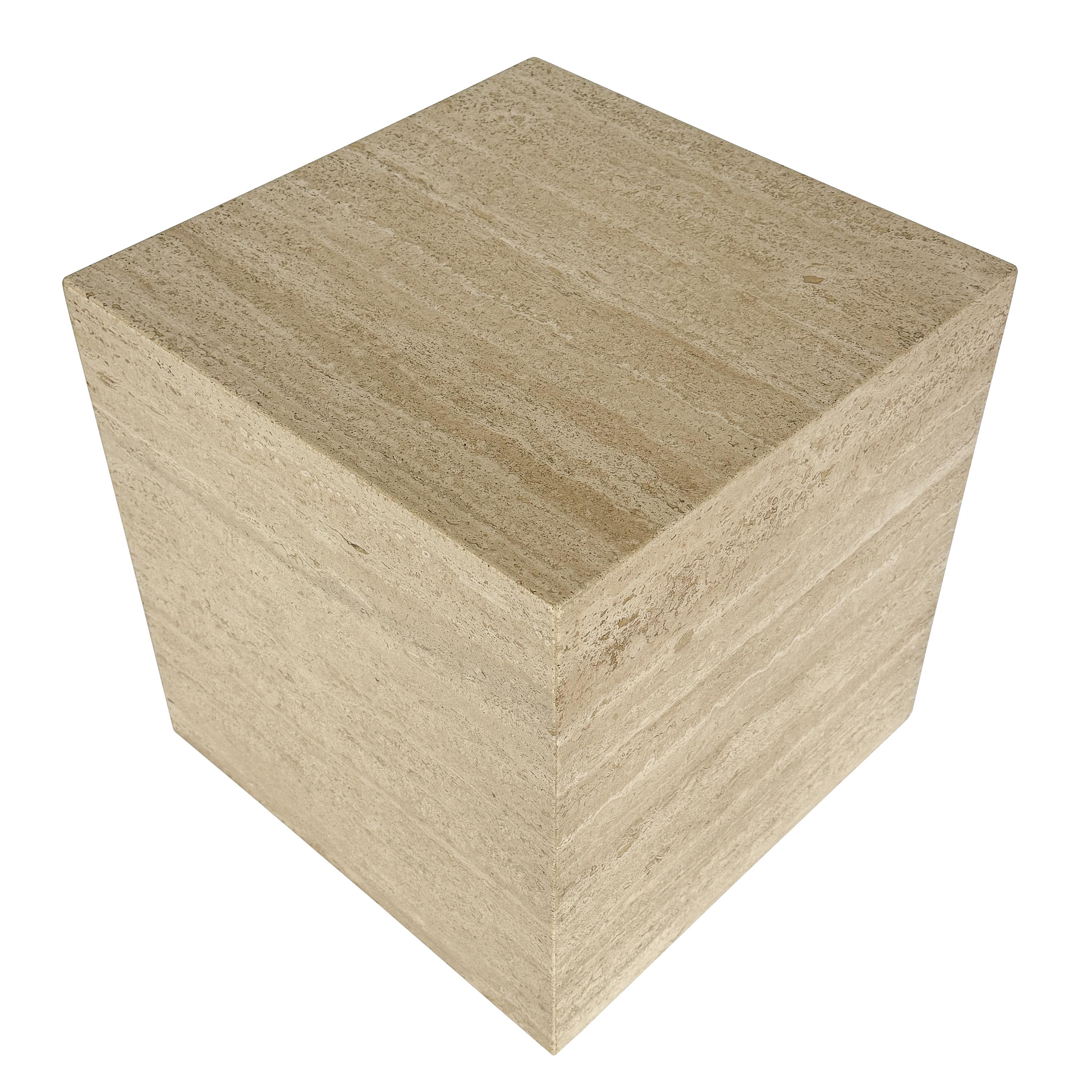 Italian Travertine 16 Inch Cube Side Table 1