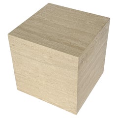 Italian Travertine 16 Inch Cube Side Table