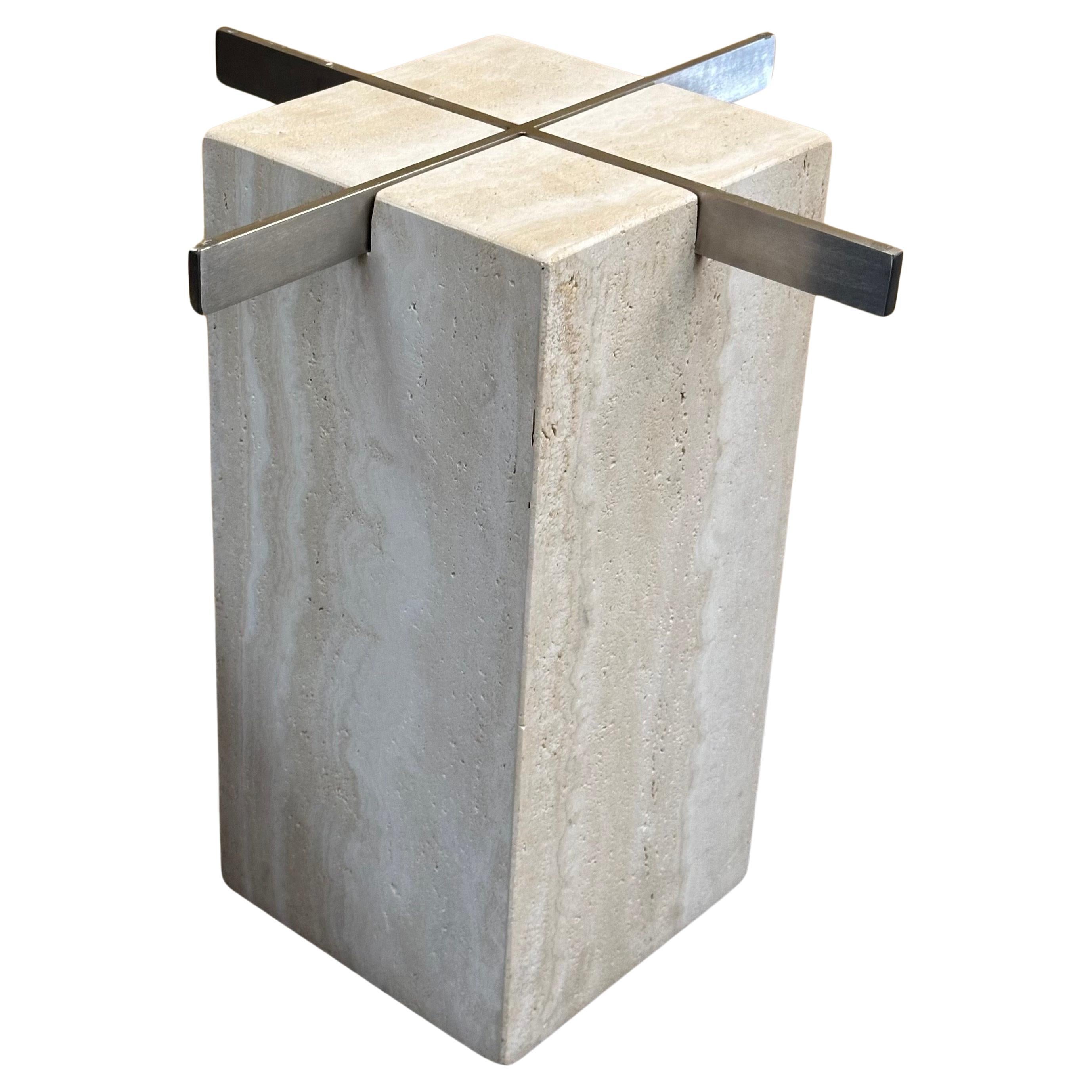 Italienischer Tischfuß aus Travertin und Aluminium von Artedi im Angebot 3