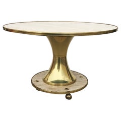 Italian Travertine and Brass Center / Dining Table by William "Billy" Haines