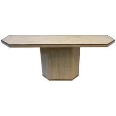 Italian Travertine and Brass Console Table