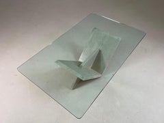 Italian travertine and glass coffee table, 1970s
