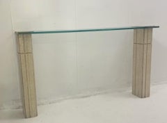 Italian Travertine and Glass Console, 1970s