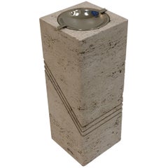Italian Travertine and Nickel Ashtray by Marble Art