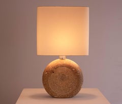 Italian Travertine and Silk Shade Table Lamp by Fratelli Mannelli, Italy, 1970