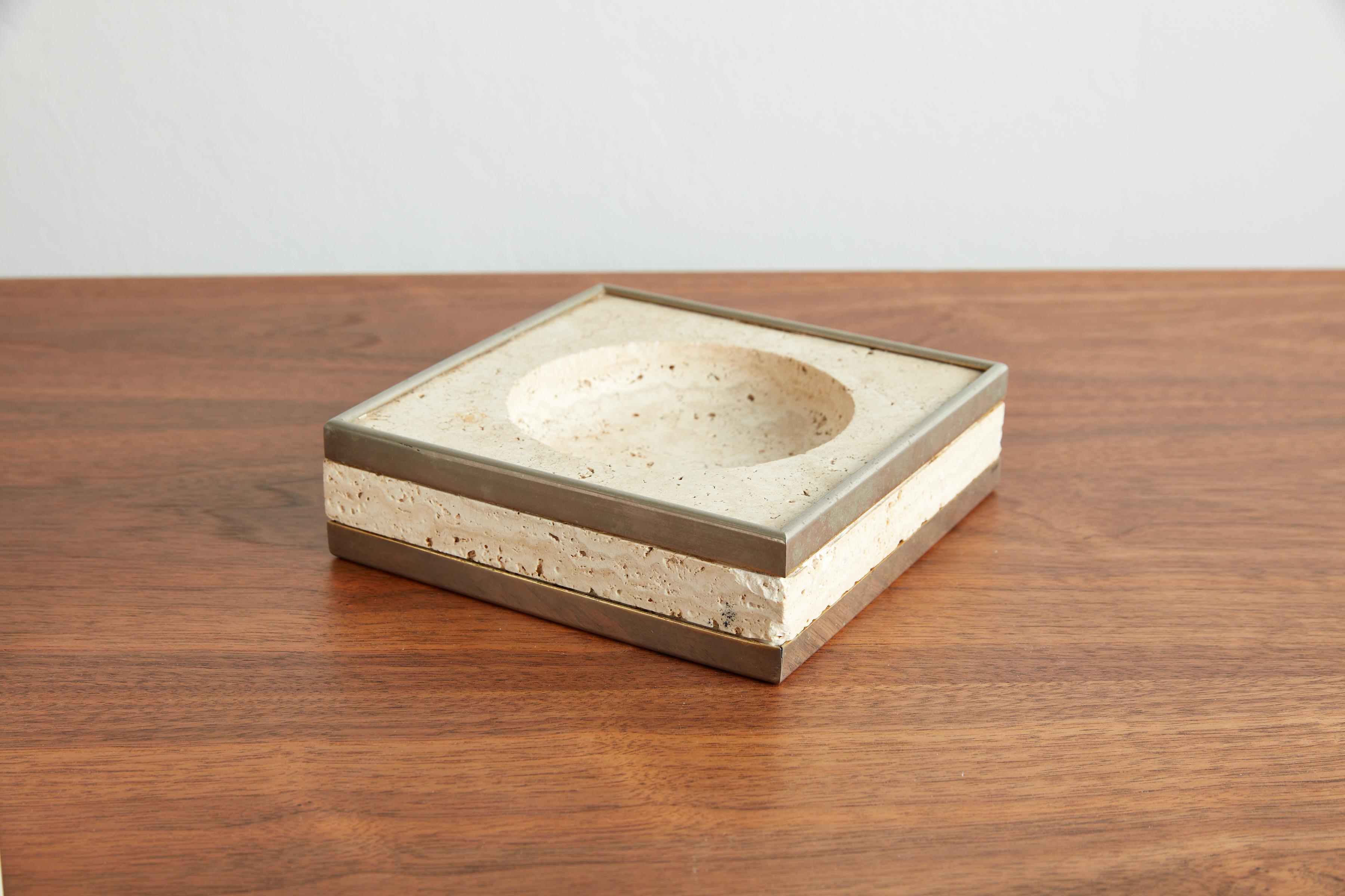 Italian Travertine Ashtray In Good Condition In Beverly Hills, CA