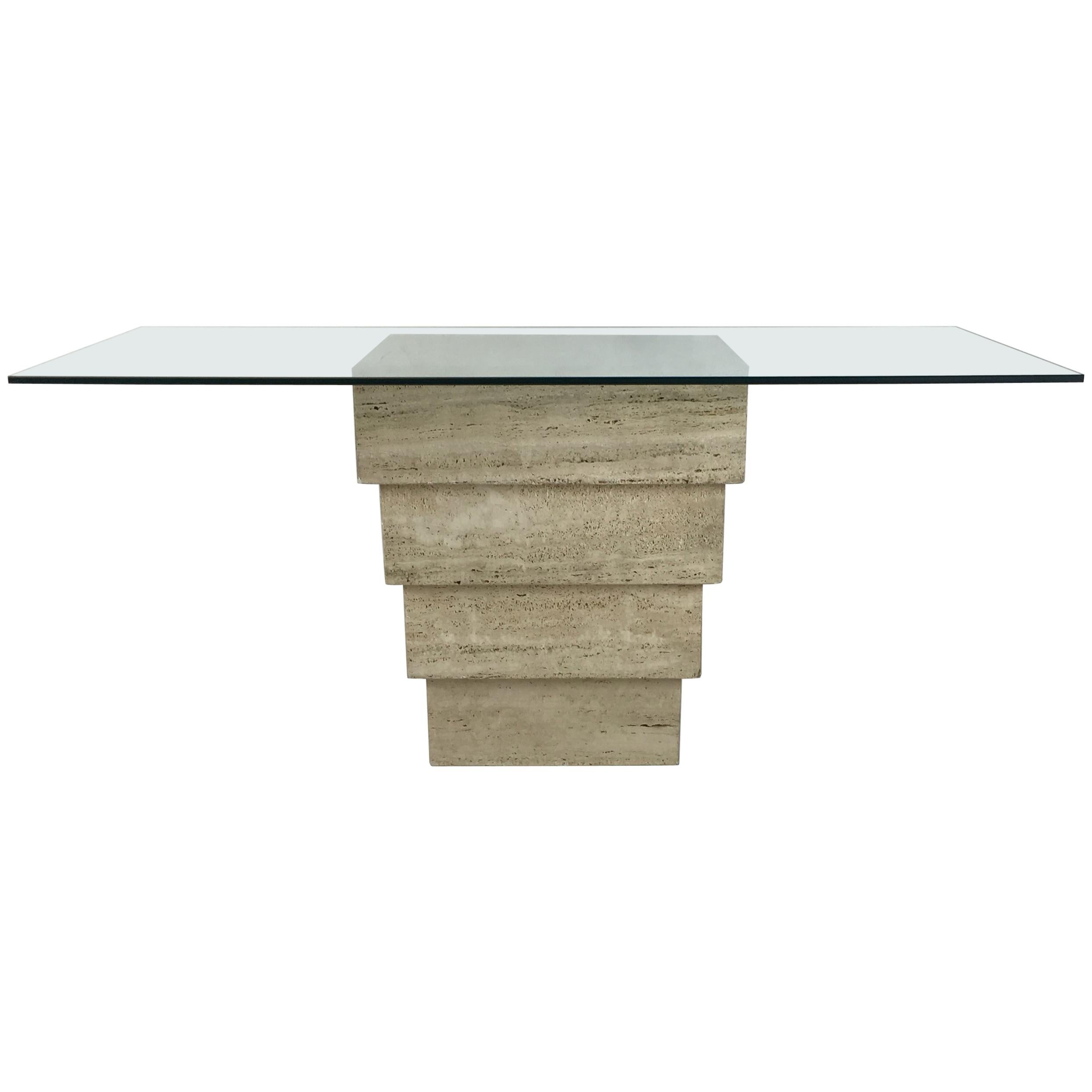 Italian Travertine Base Writing Table