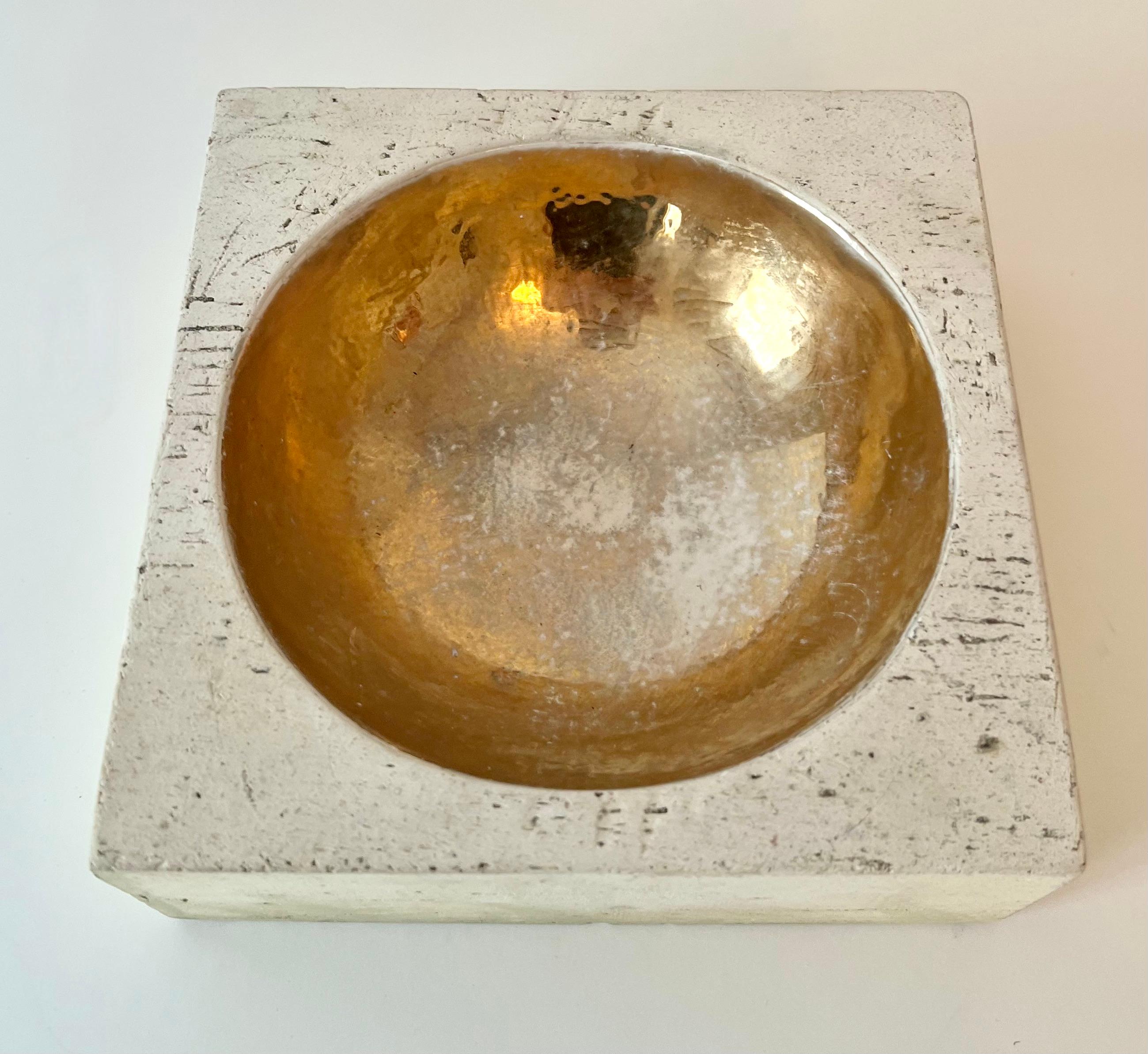 fluted travertine bowl