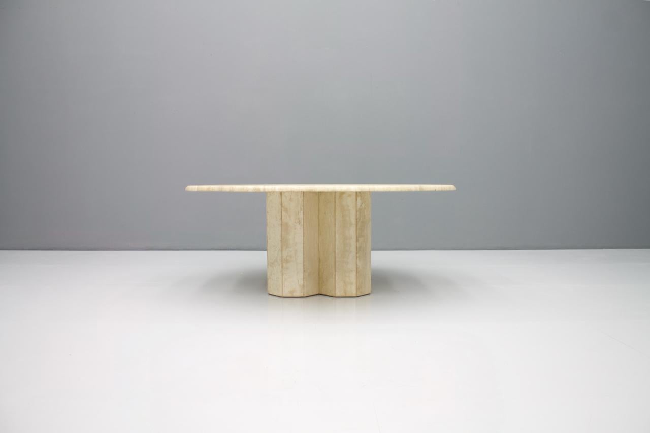Late 20th Century Italian Travertine Coffee Table, 1970s For Sale