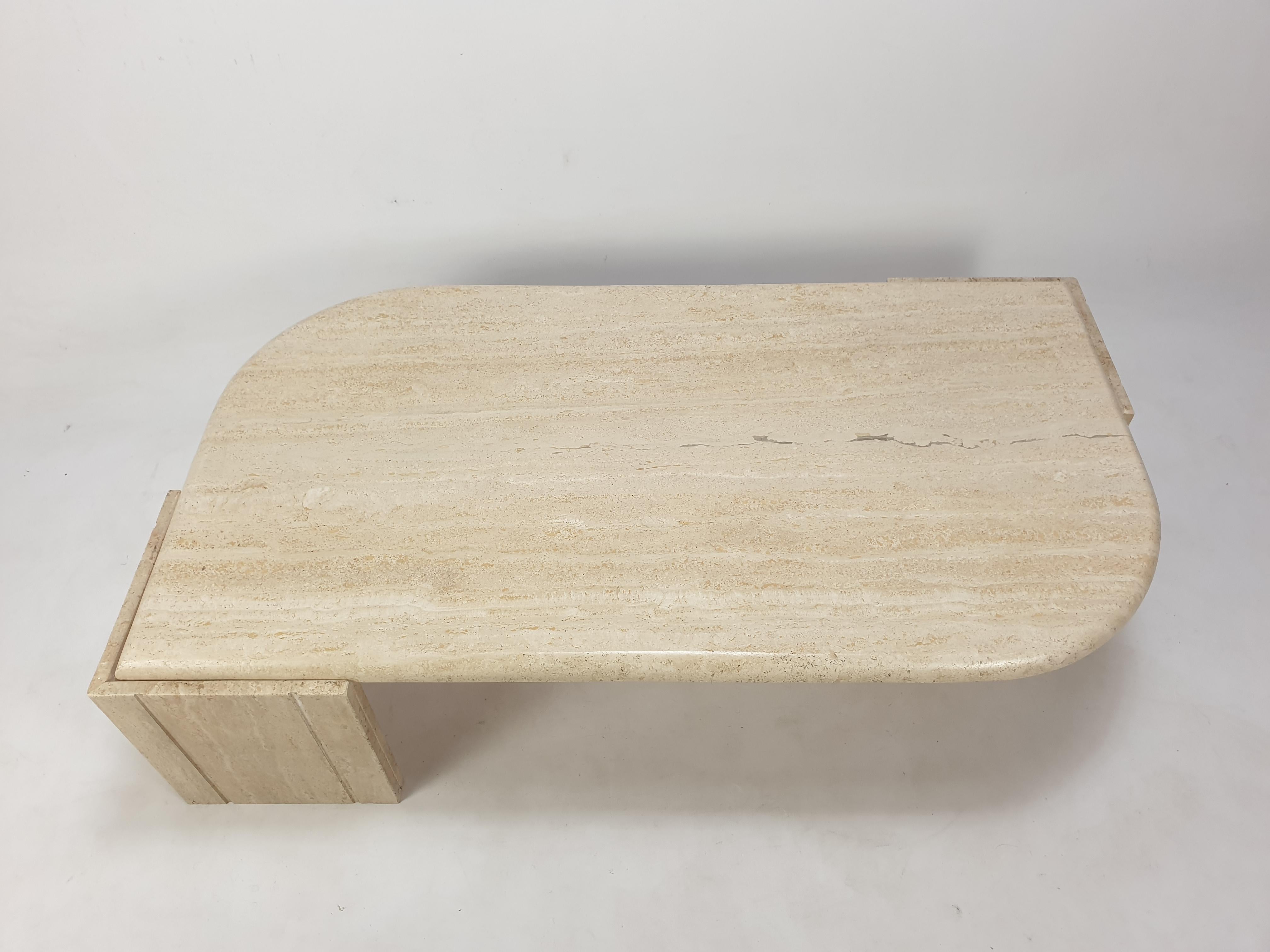 Italian Travertine Coffee Table, 1980s 5