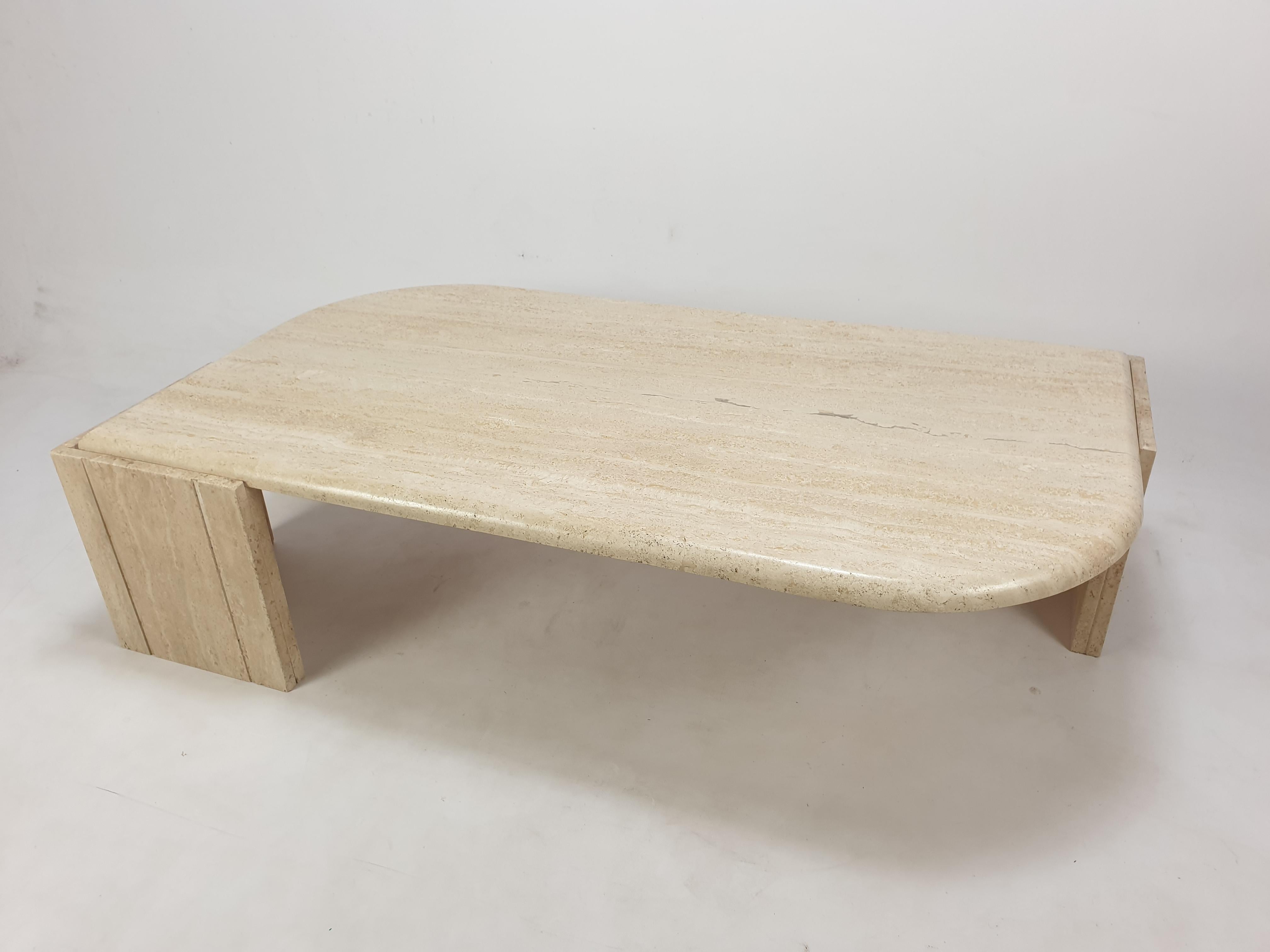 Italian Travertine Coffee Table, 1980s 7