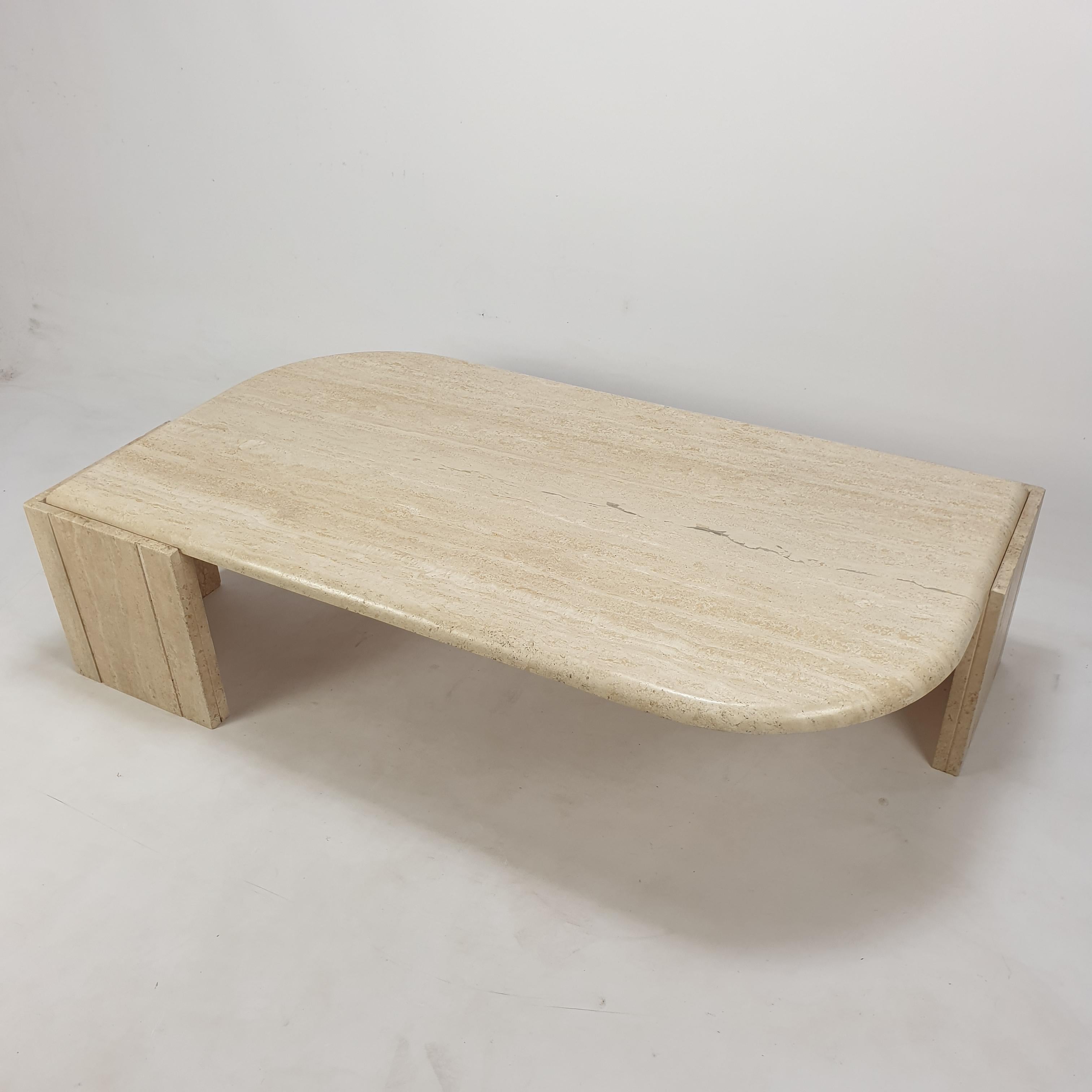 Italian Travertine Coffee Table, 1980s 9