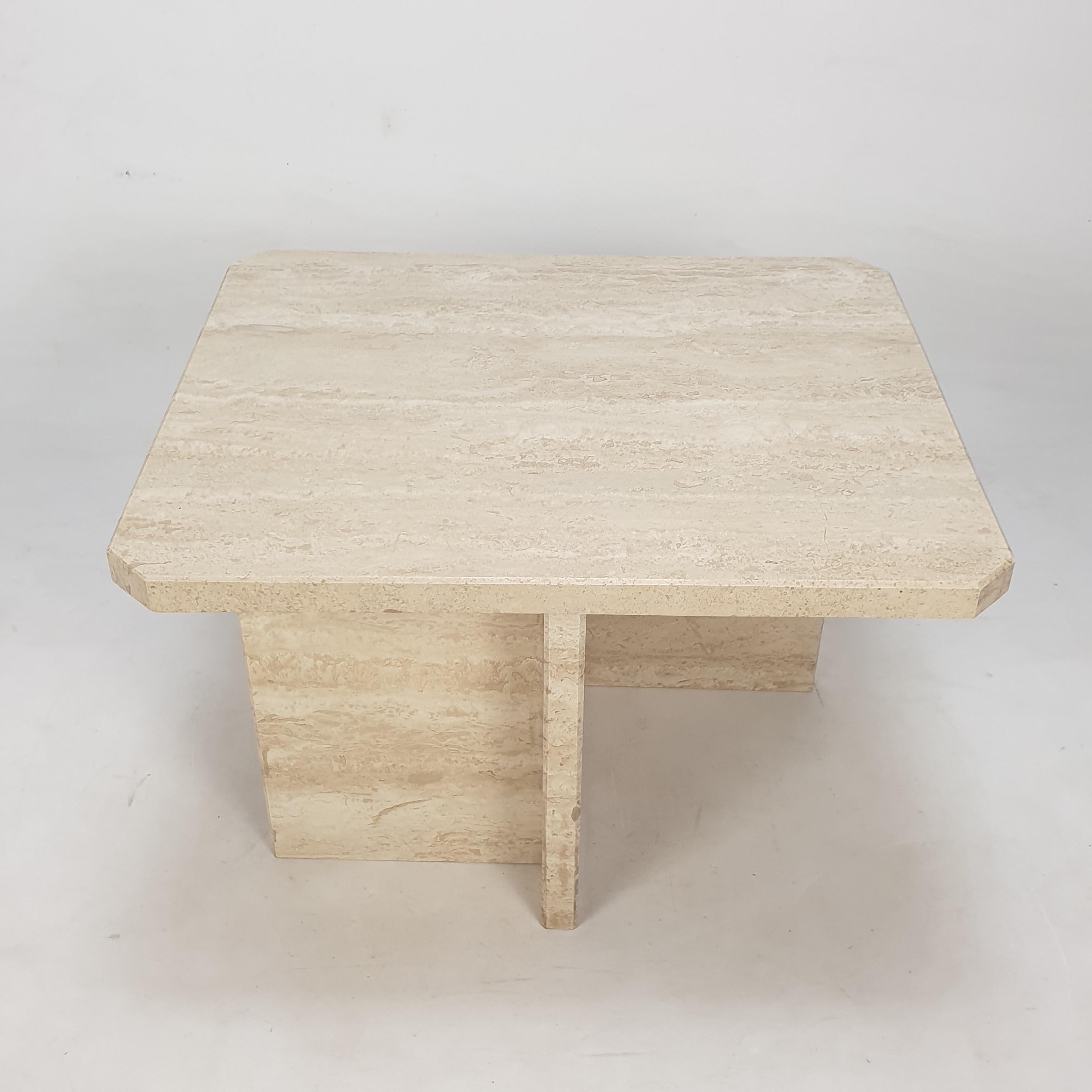 Mid-Century Modern Italian Travertine Coffee Table, 1980s