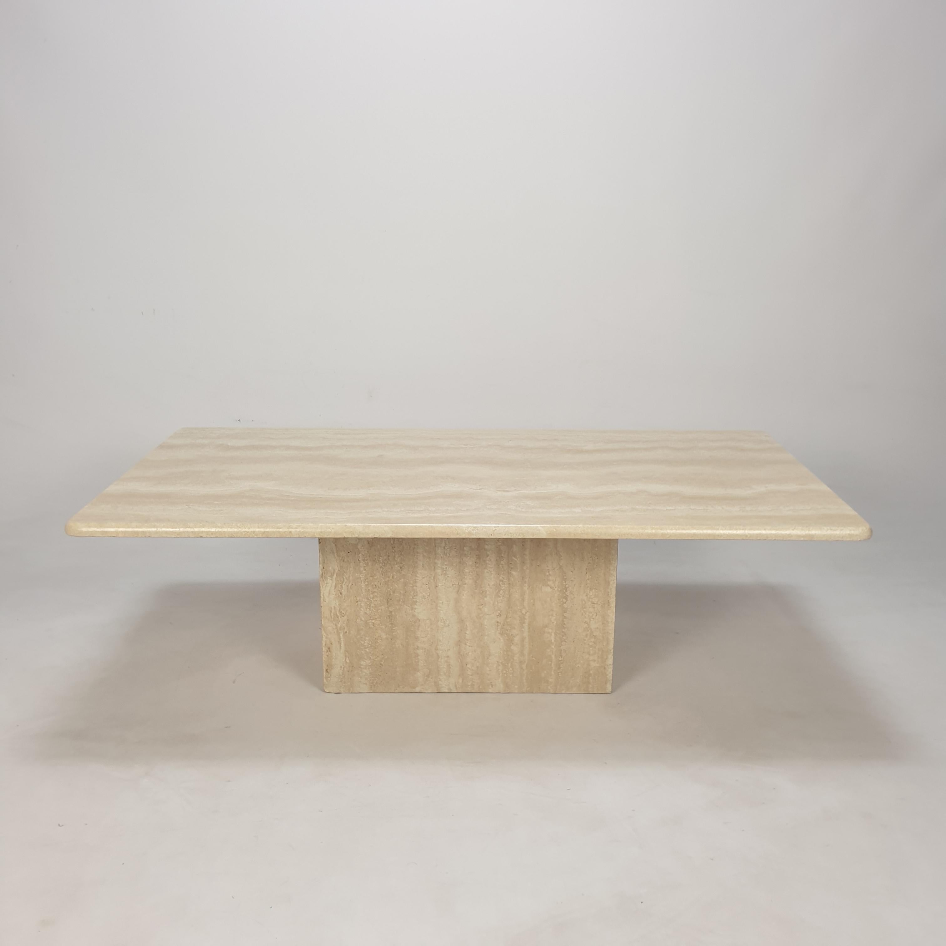 Mid-Century Modern Italian Travertine Coffee Table, 1980s