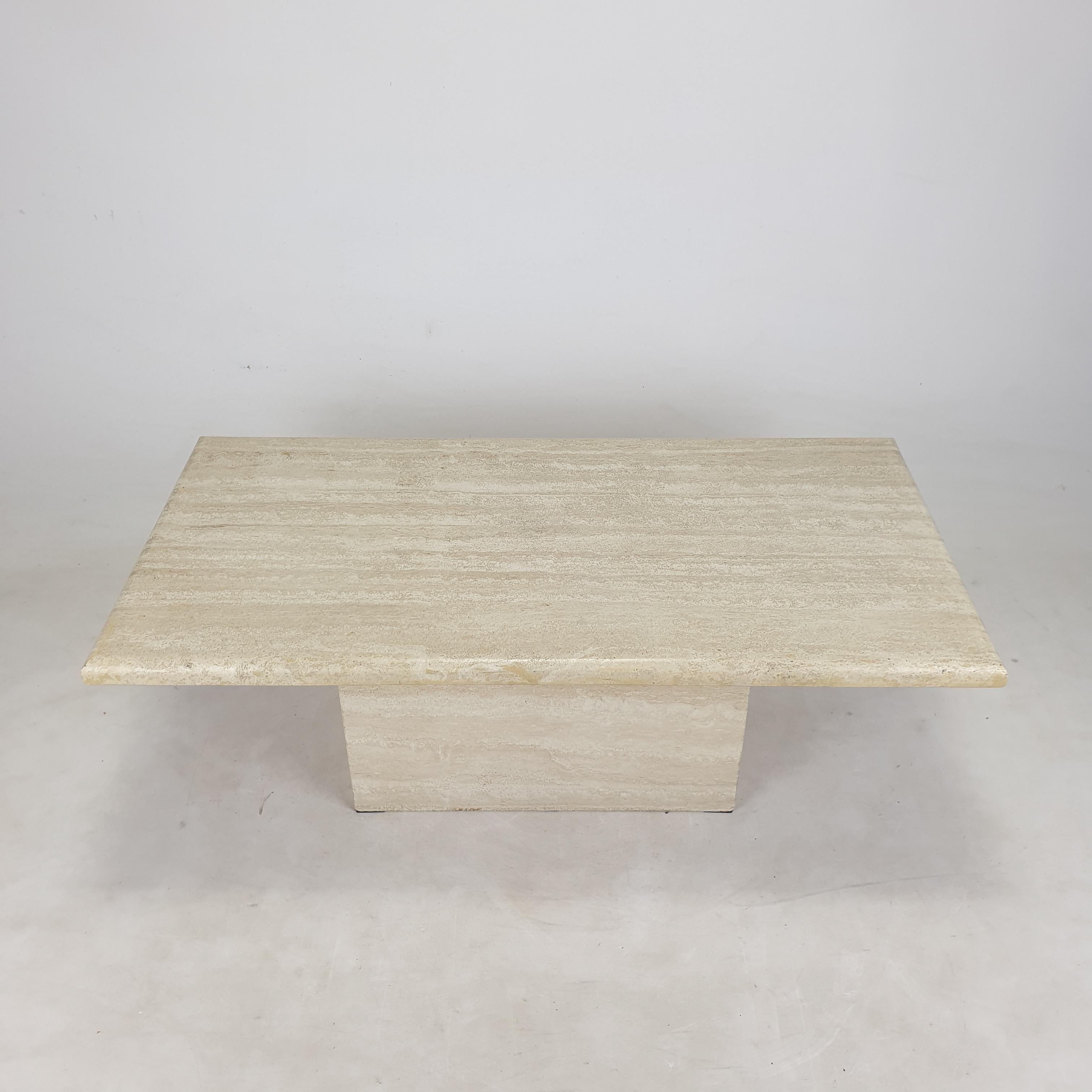 Mid-Century Modern Italian Travertine Coffee Table, 1980s