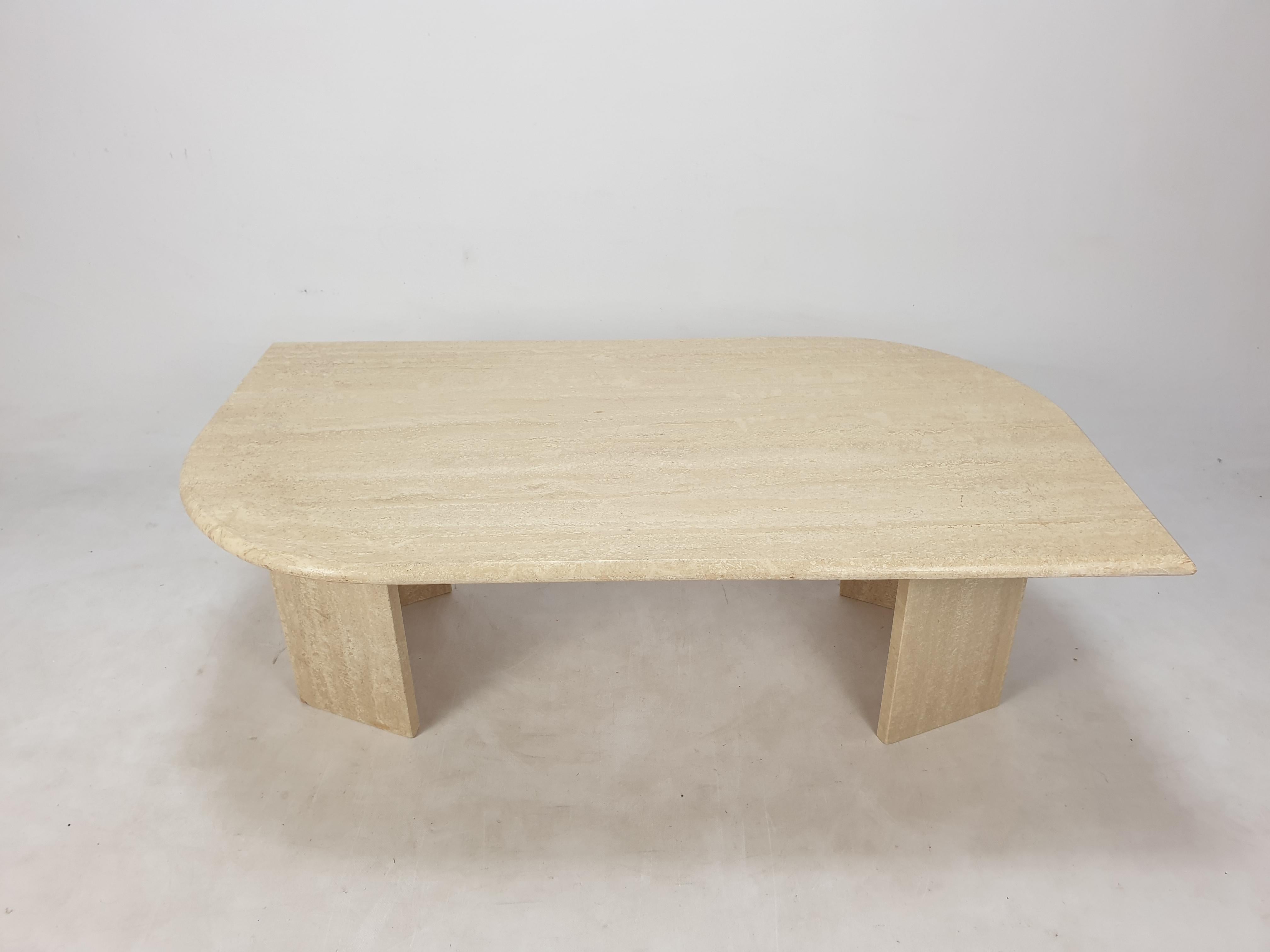 Mid-Century Modern Italian Travertine Coffee Table, 1980's