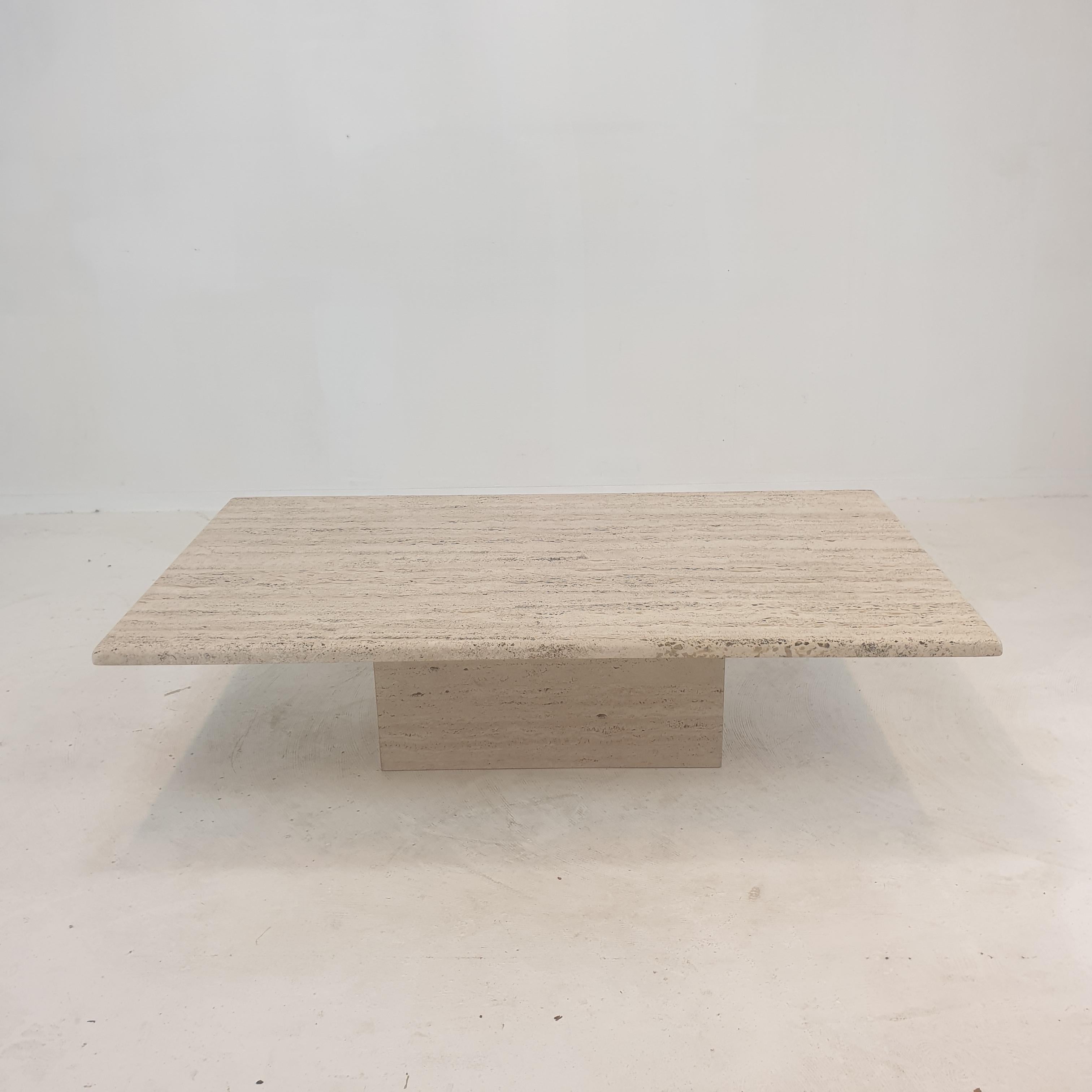 Mid-Century Modern Italian Travertine Coffee Table, 1980's