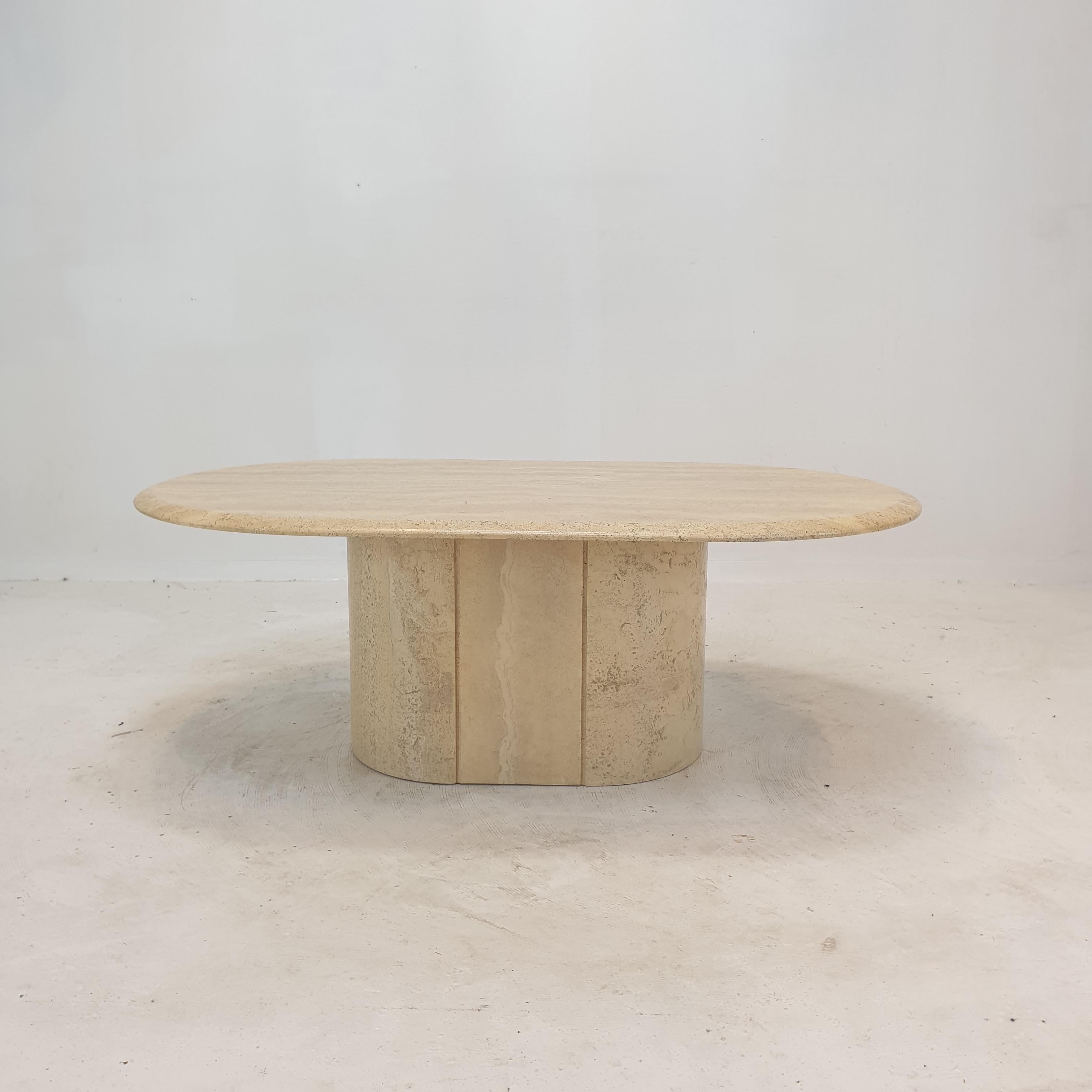 Mid-Century Modern Italian Travertine Coffee Table, 1980's