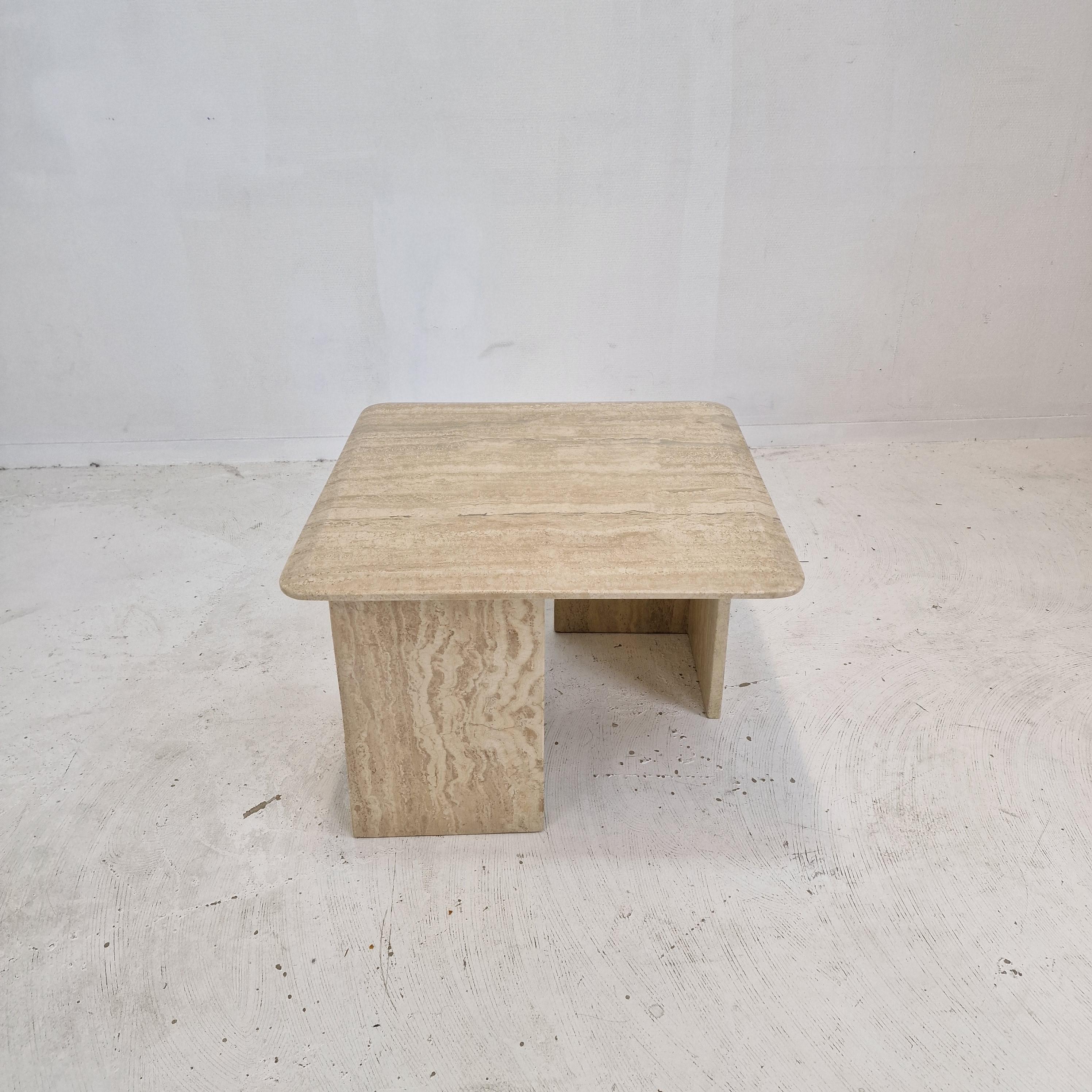 Mid-Century Modern Italian Travertine Coffee Table, 1980s For Sale