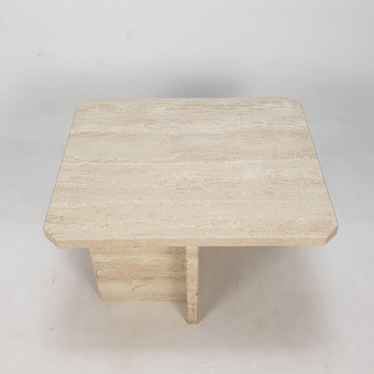 Hand-Crafted Italian Travertine Coffee Table, 1980s For Sale