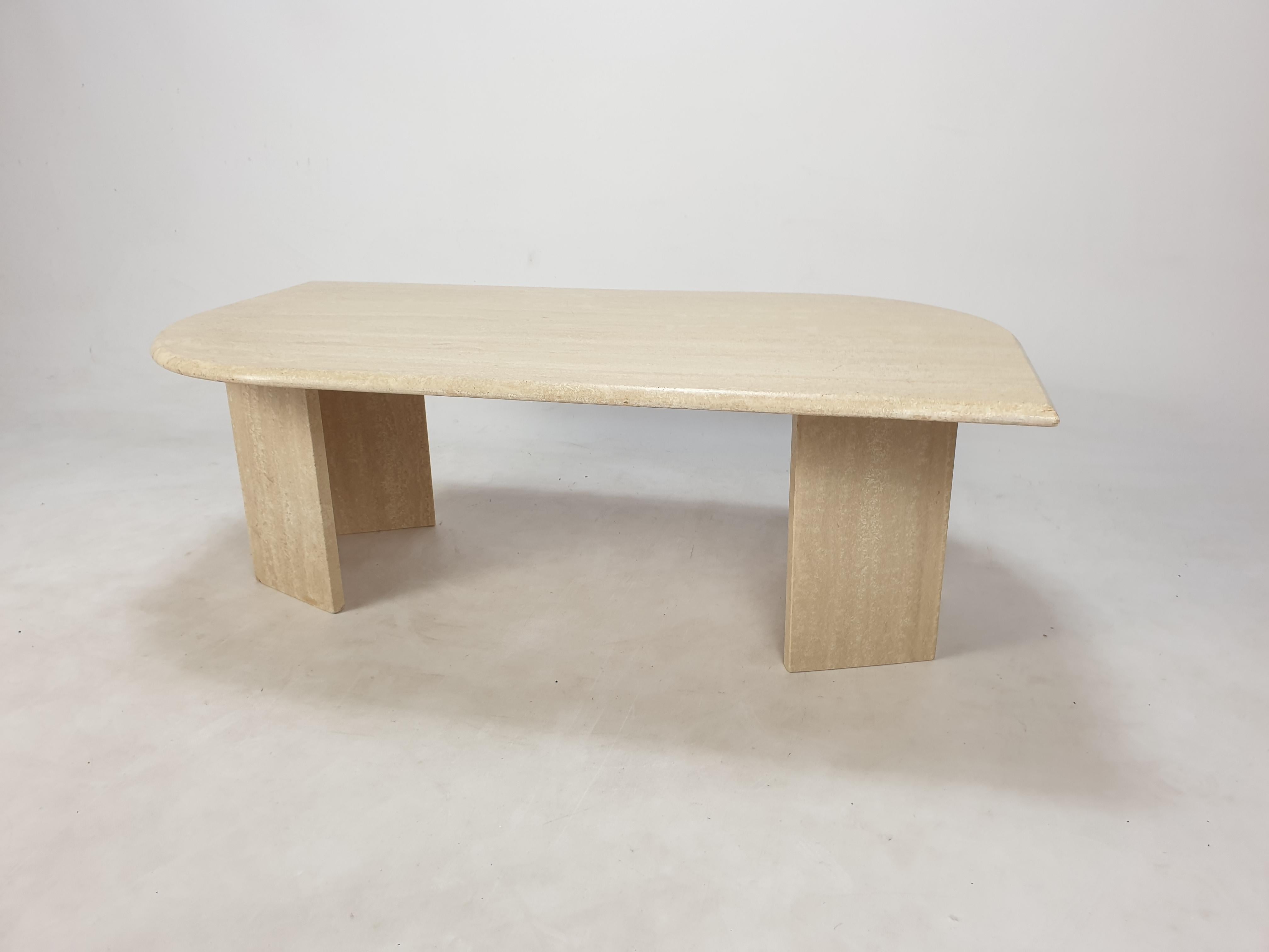 Hand-Crafted Italian Travertine Coffee Table, 1980's