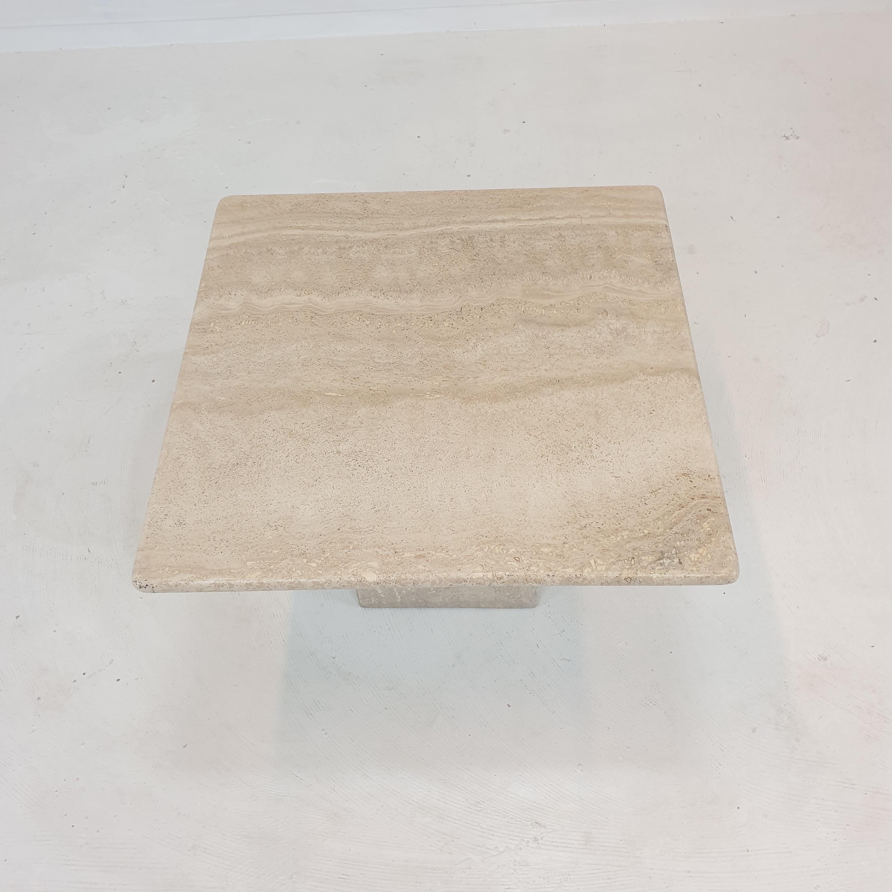 Hand-Crafted Italian Travertine Coffee Table, 1980's For Sale