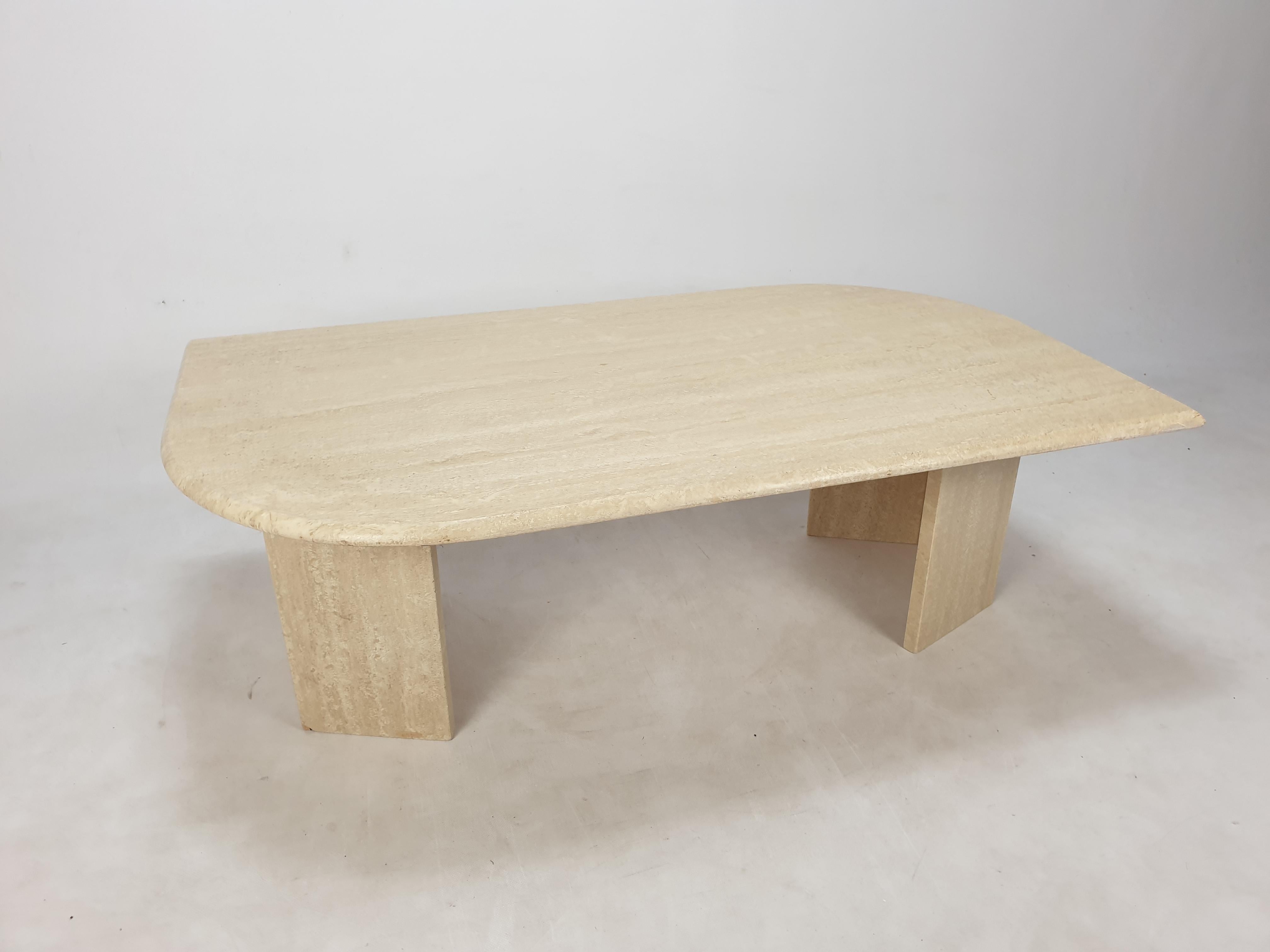 Italian Travertine Coffee Table, 1980's In Good Condition In Oud Beijerland, NL