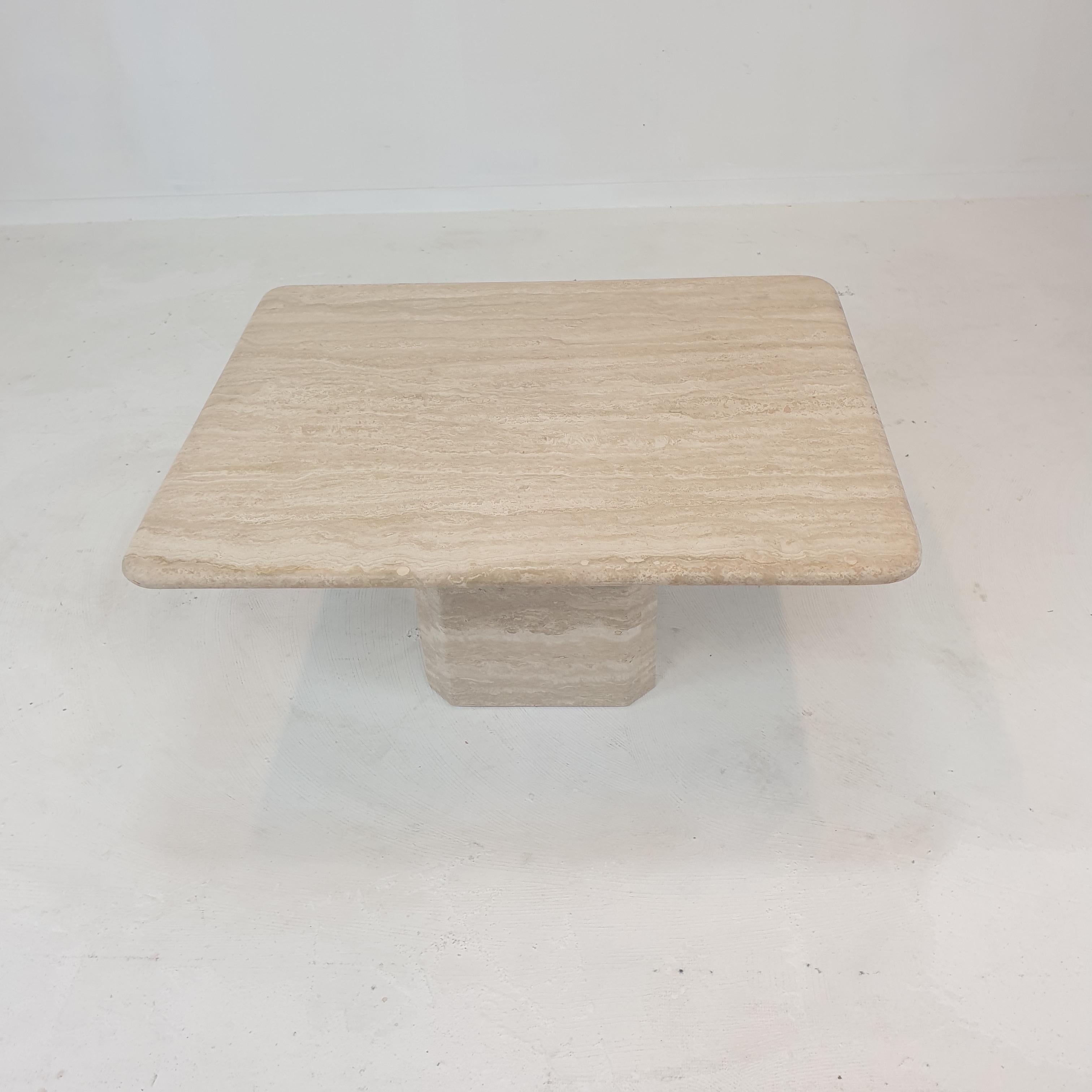 Mid-Century Modern Italian Travertine Coffee Table, 1980's For Sale