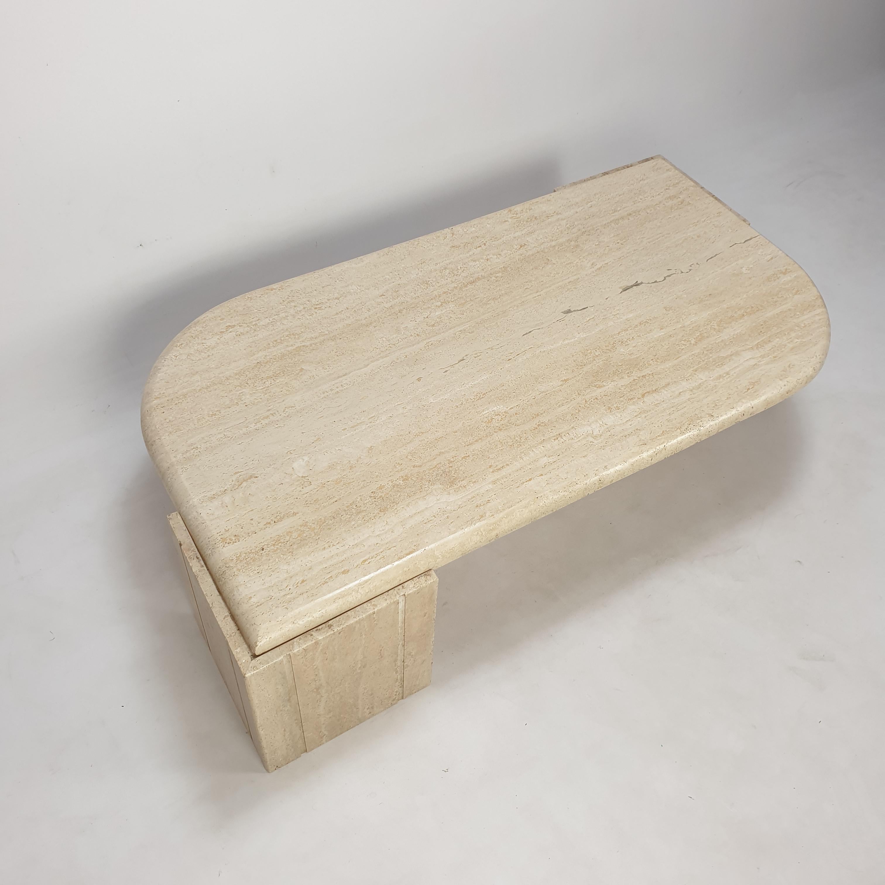 Late 20th Century Italian Travertine Coffee Table, 1980s