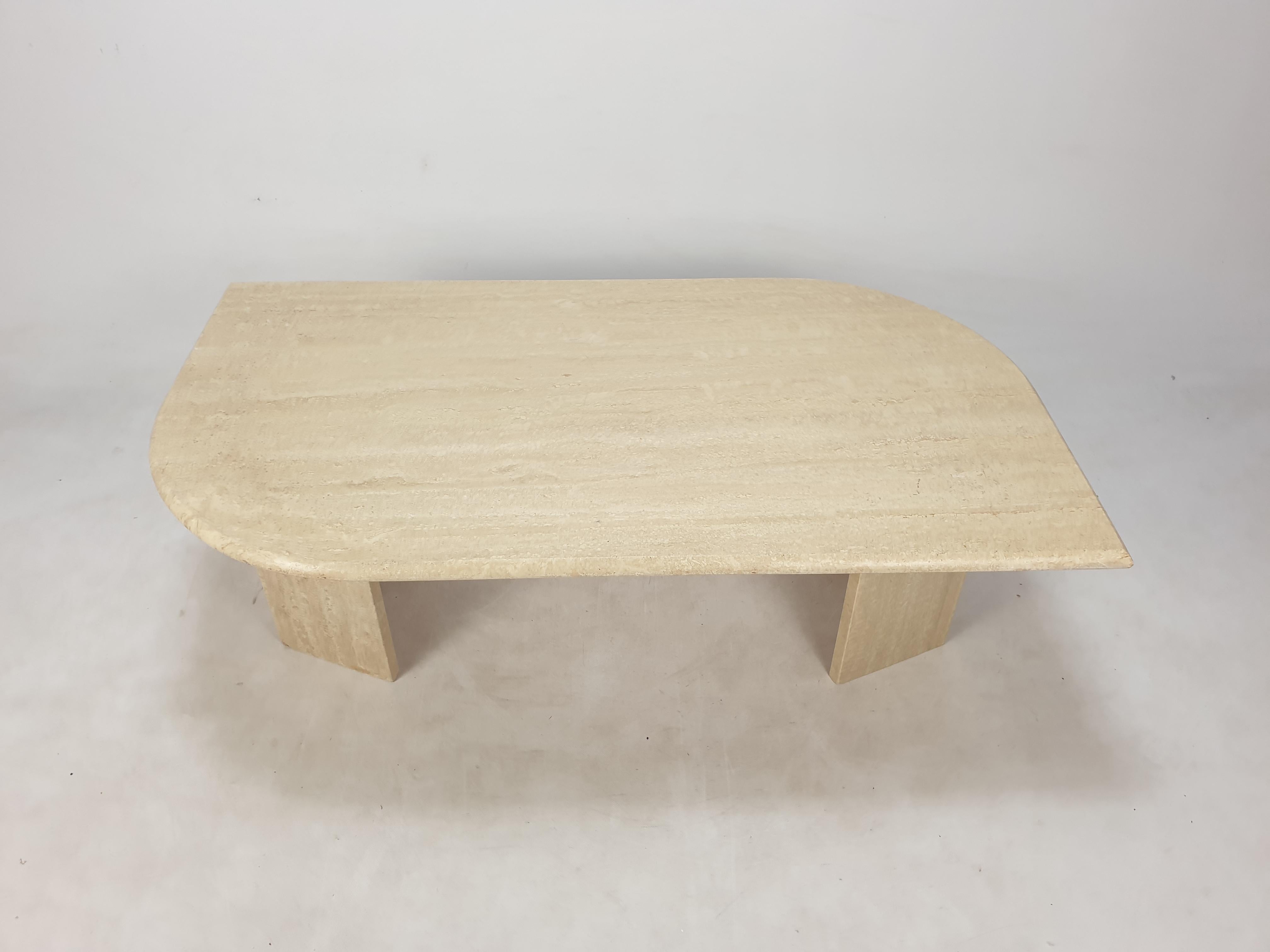 Late 20th Century Italian Travertine Coffee Table, 1980's