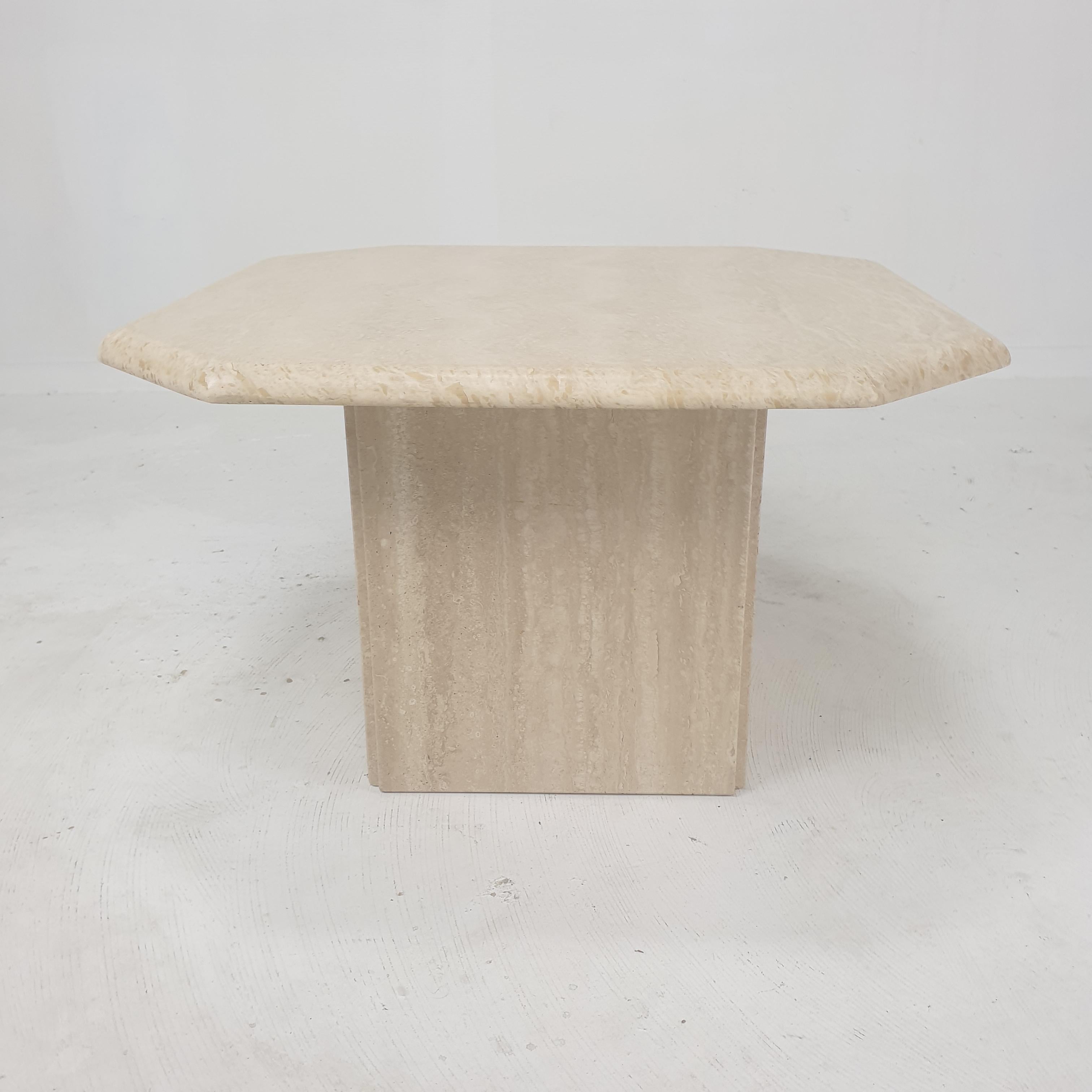 Late 20th Century Italian Travertine Coffee Table, 1980's For Sale