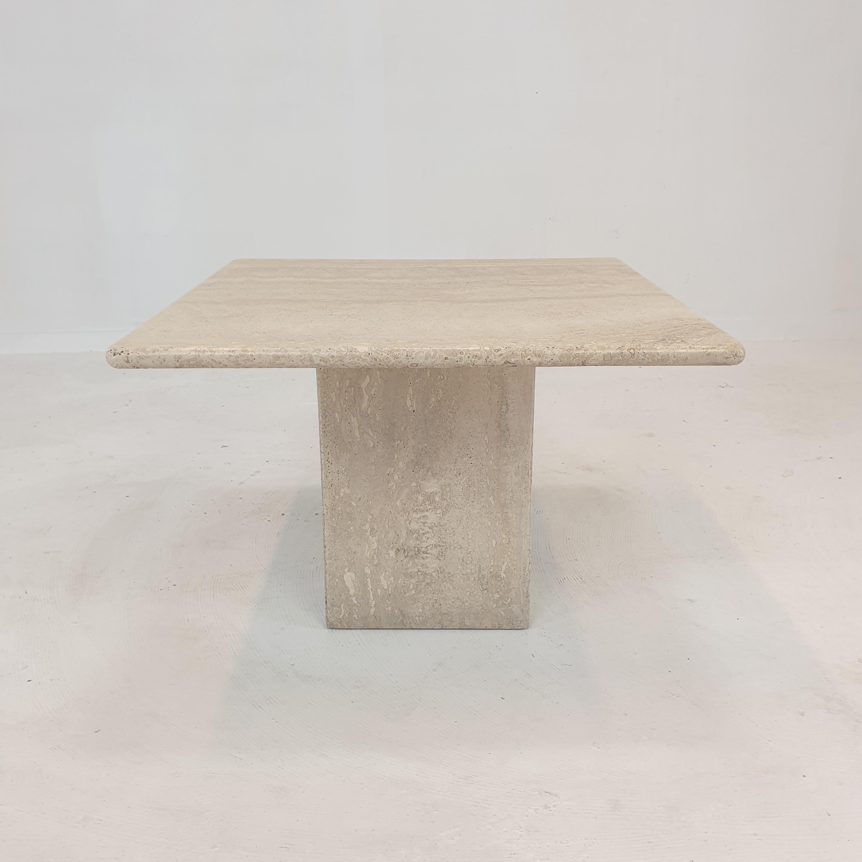 Late 20th Century Italian Travertine Coffee Table, 1980's For Sale