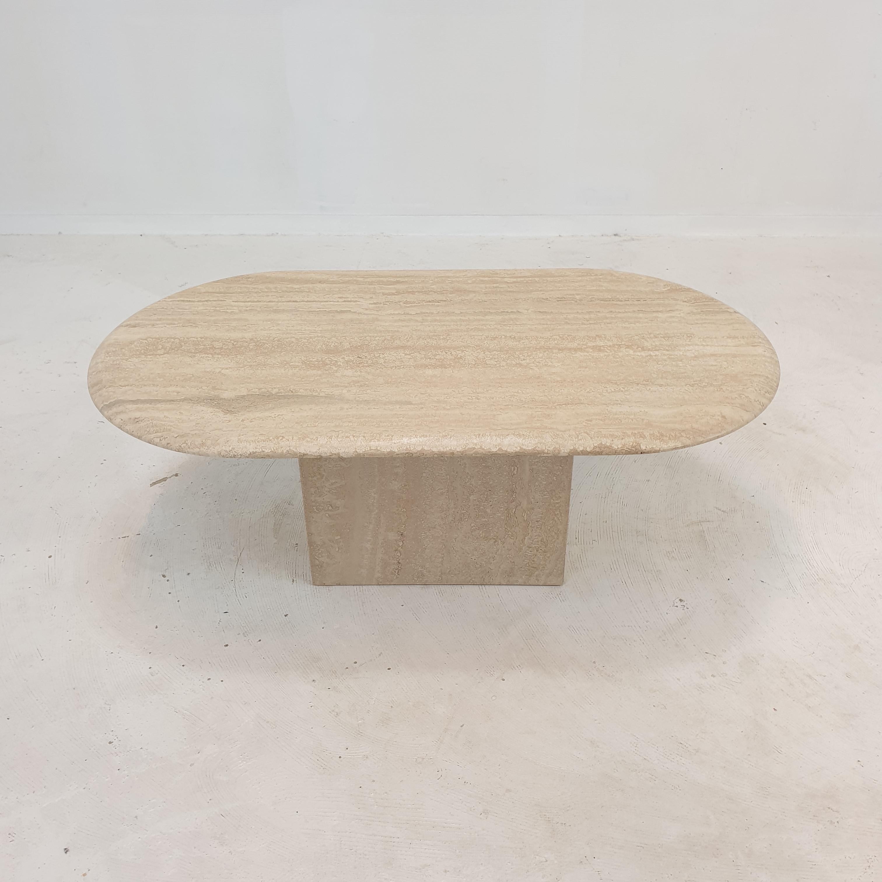 Late 20th Century Italian Travertine Coffee Table, 1980's For Sale