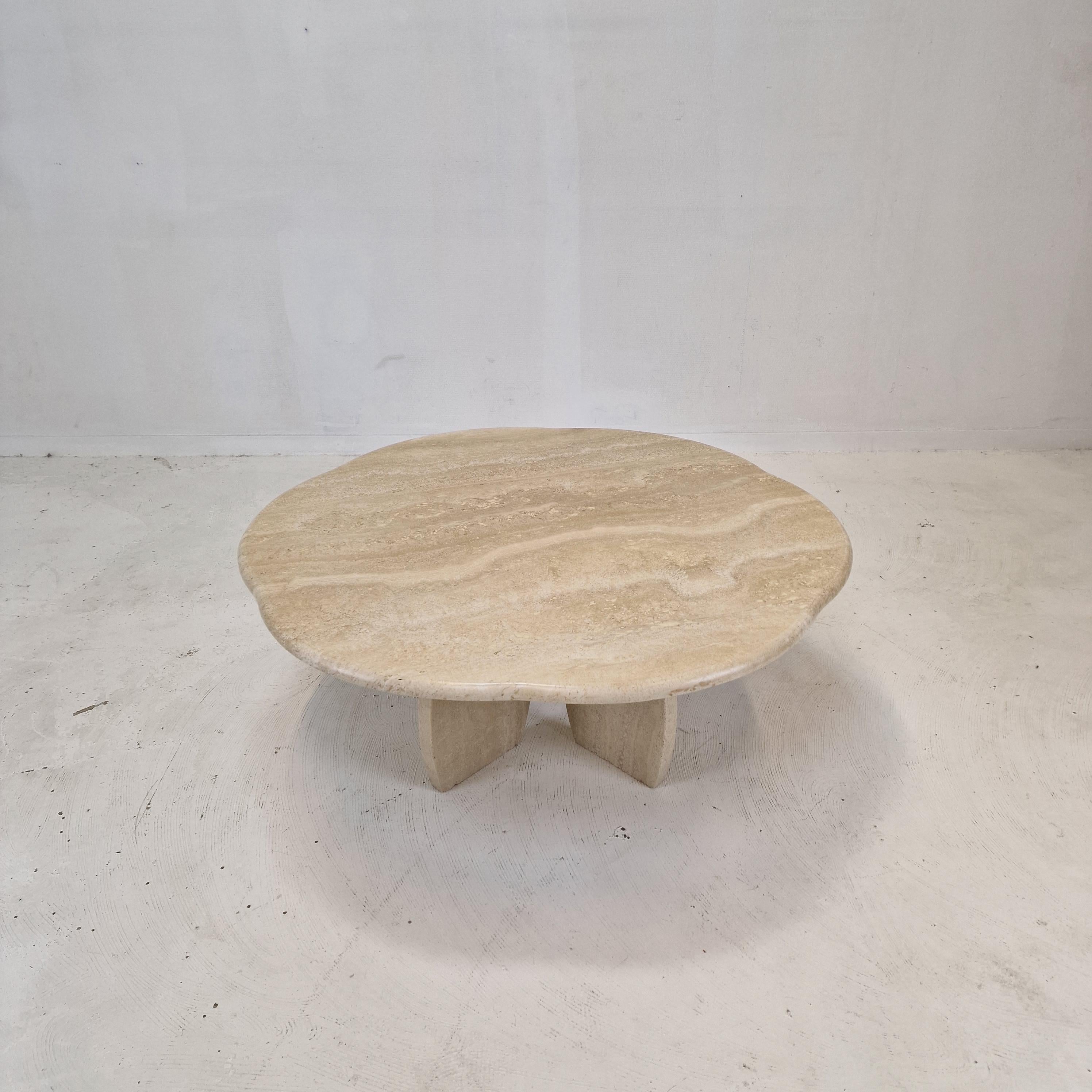 Late 20th Century Italian Travertine Coffee Table, 1980s For Sale