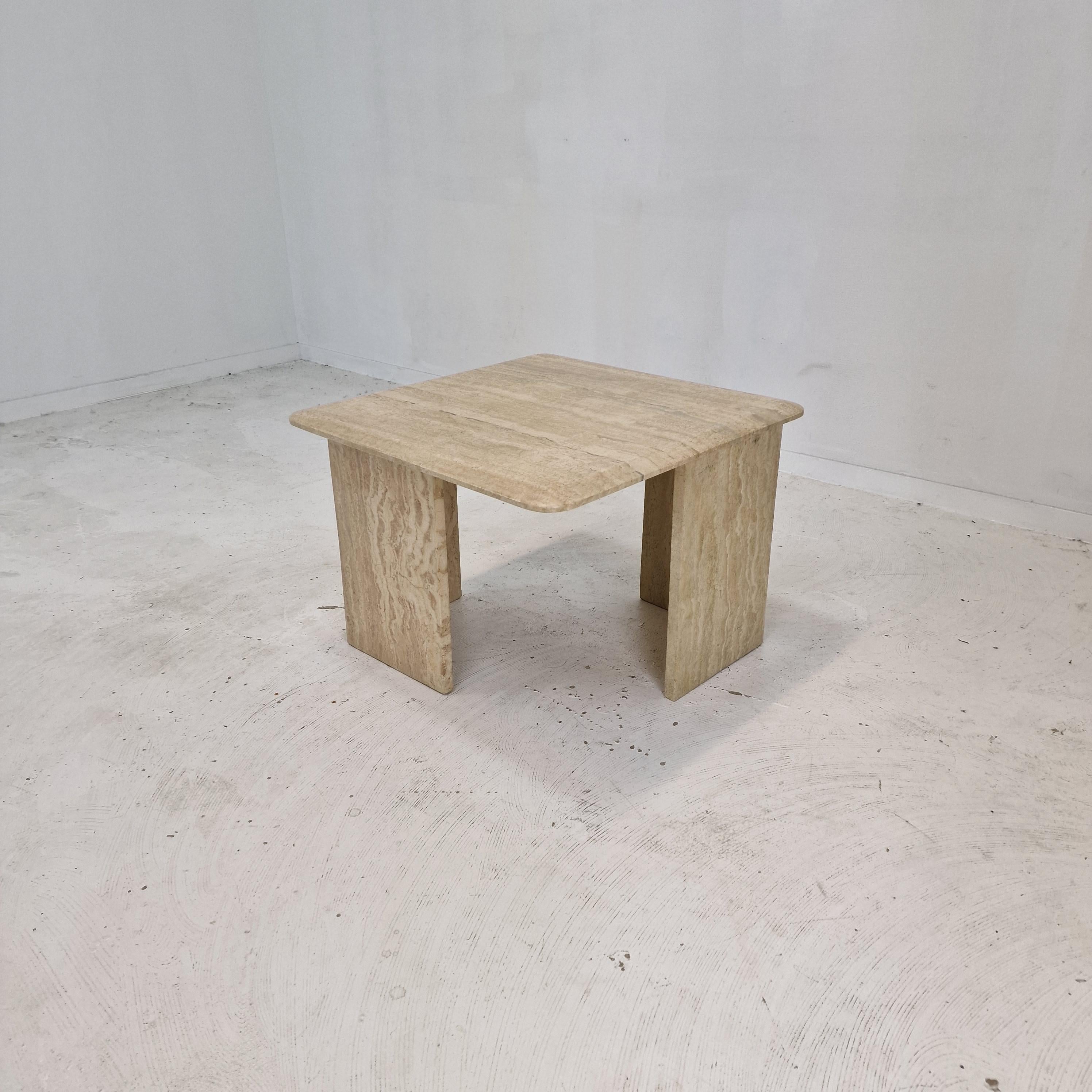 Late 20th Century Italian Travertine Coffee Table, 1980s For Sale