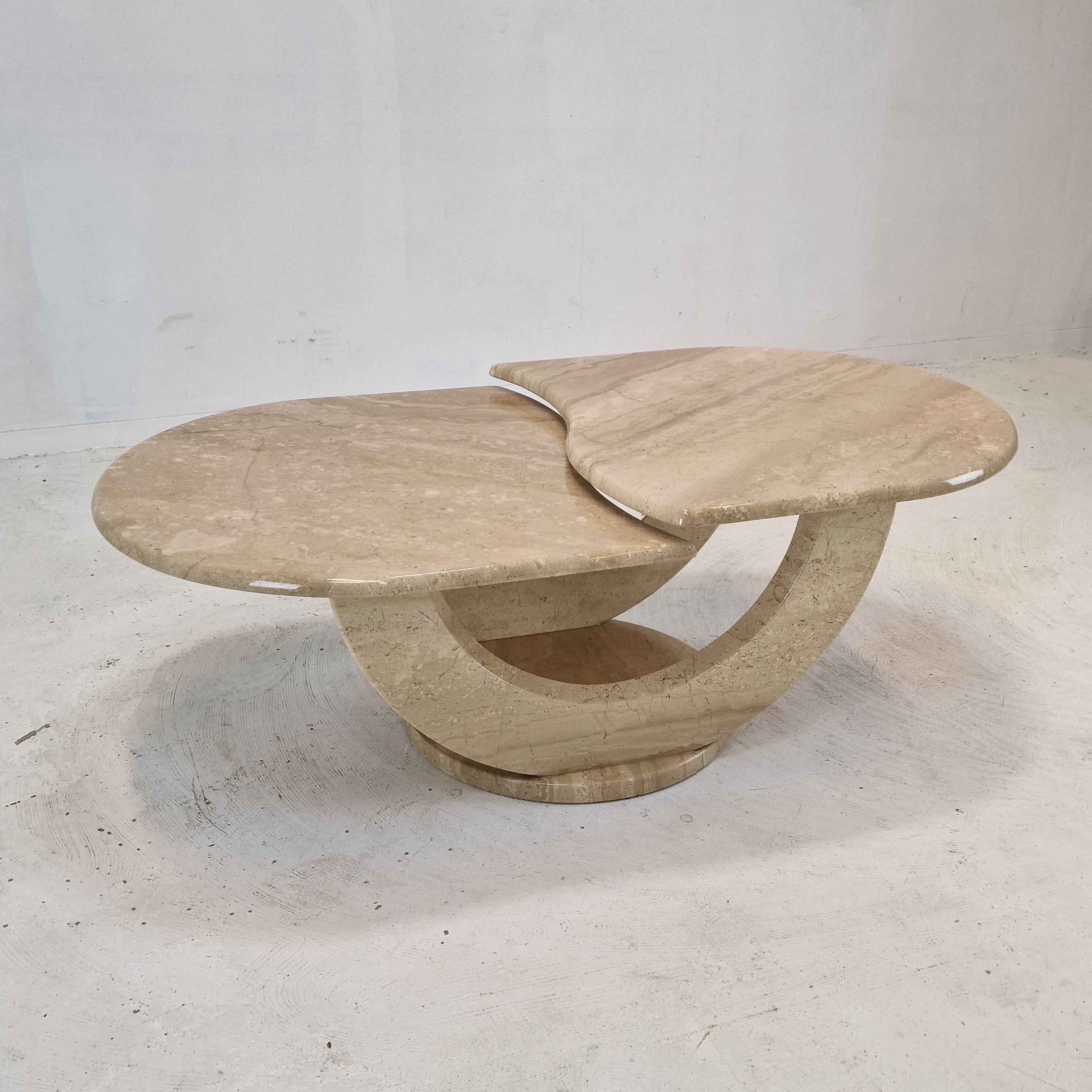 Late 20th Century Italian Travertine Coffee Table, 1980s For Sale
