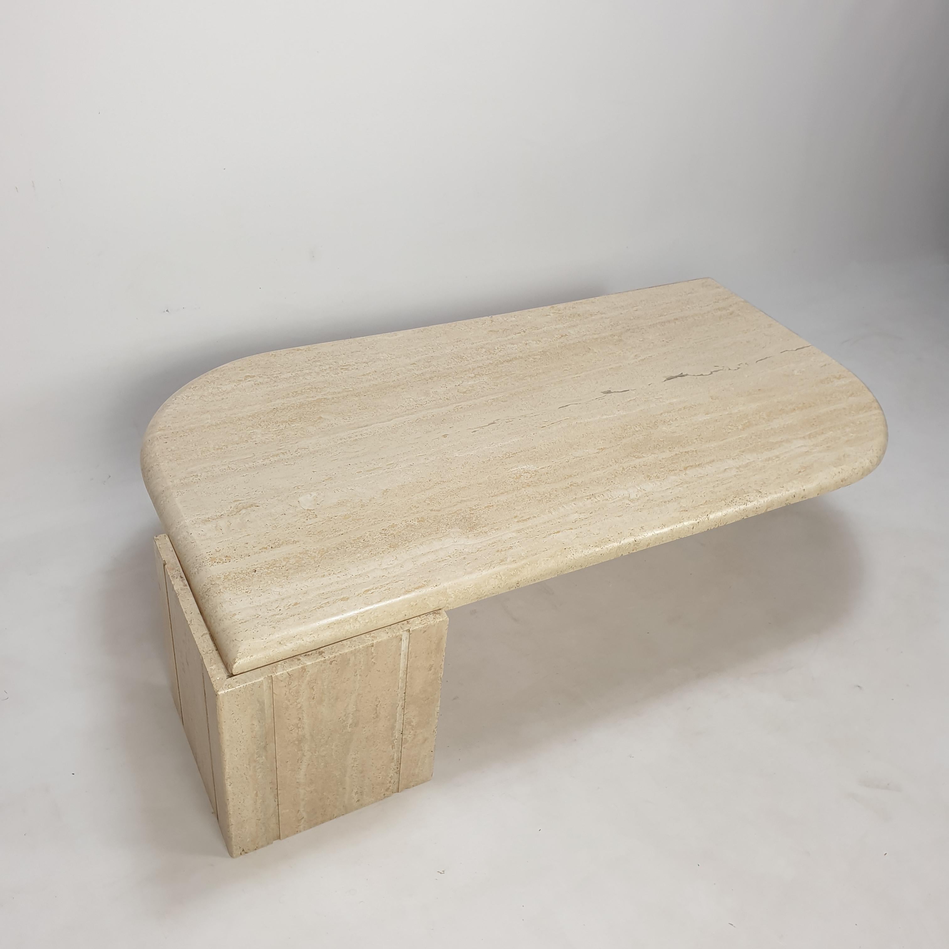 Italian Travertine Coffee Table, 1980s 1