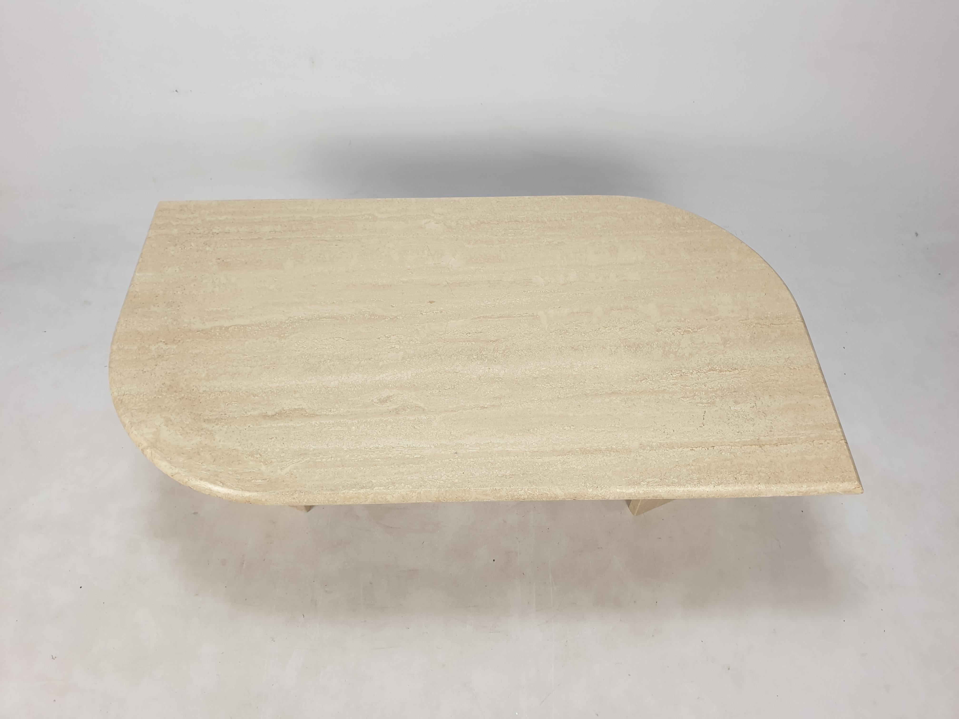 Italian Travertine Coffee Table, 1980's 1