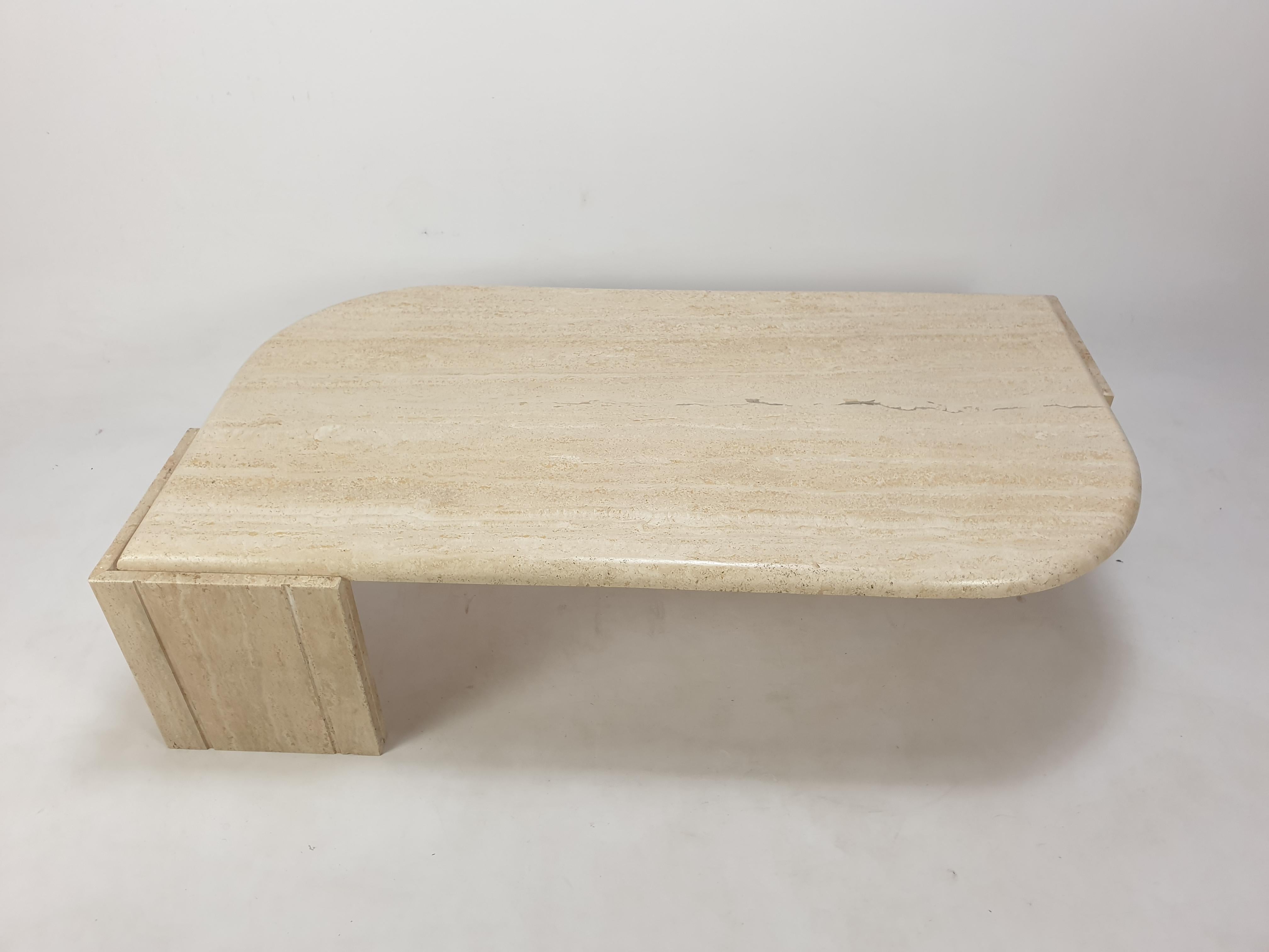 Italian Travertine Coffee Table, 1980s 2