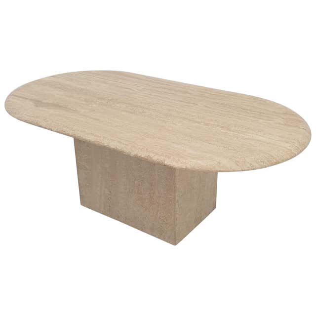 Italian Travertine Veneer Coffee Table with Brass Inlay, 1970s For Sale ...