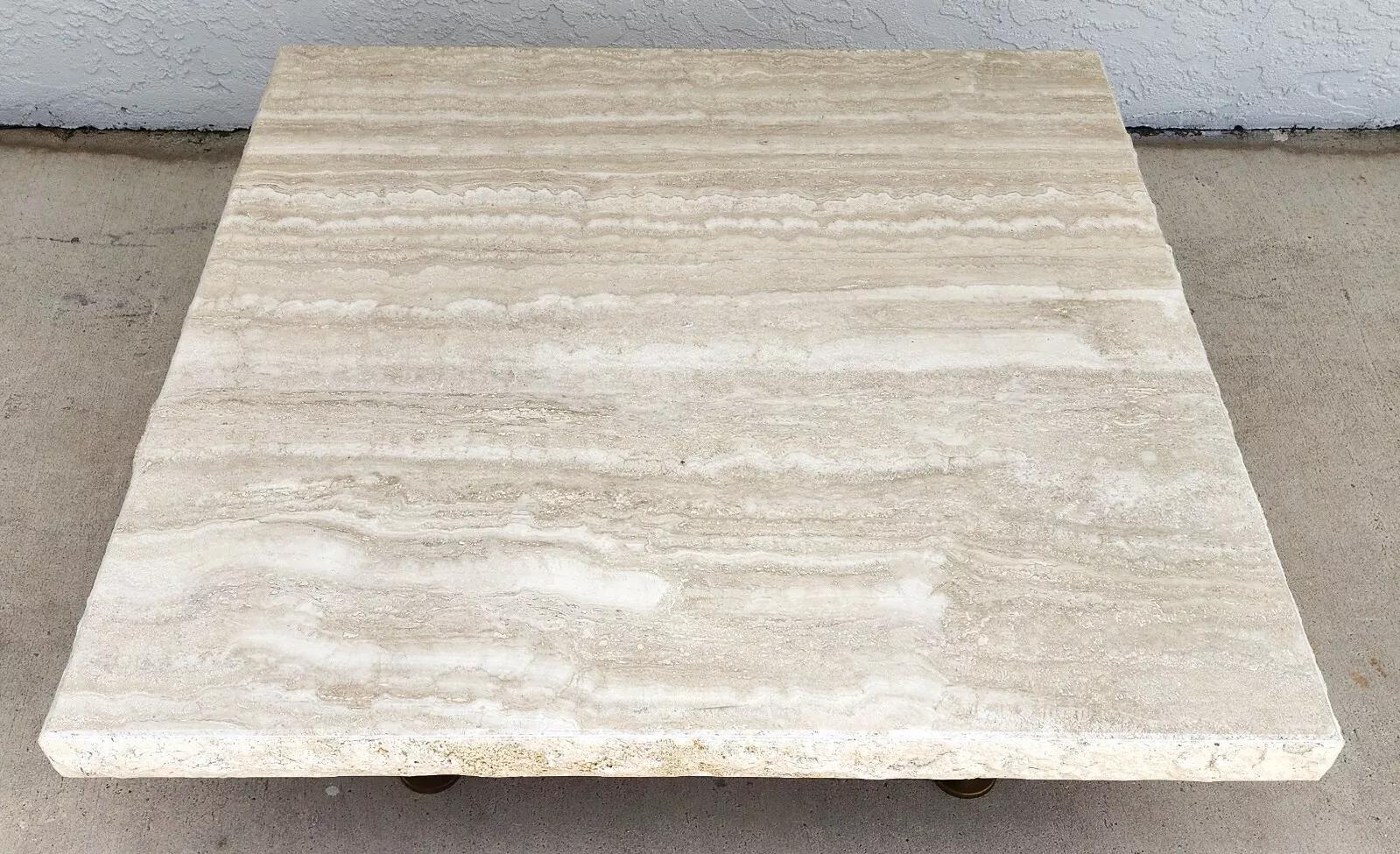 Italian Travertine Coffee Table by STONE INTERNATIONAL In Good Condition In Lake Worth, FL