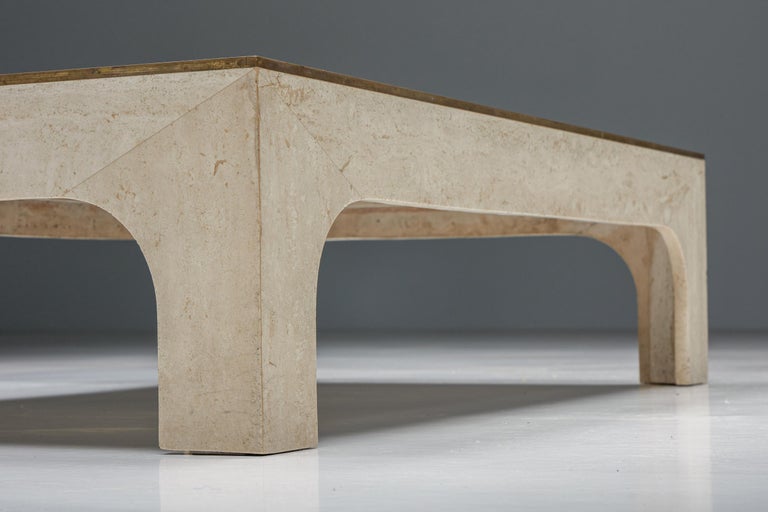 Italian Travertine Coffee Table by Willy Rizzo, Hollywood Regency, 1970s For Sale 6