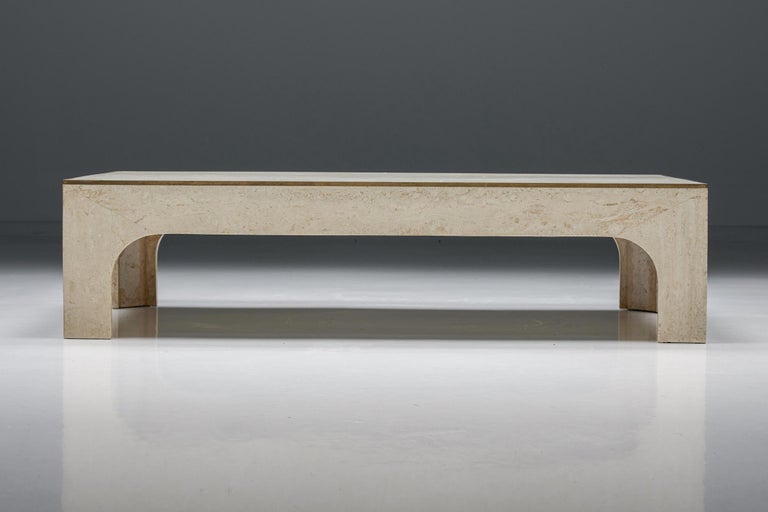 Italian Travertine Coffee Table by Willy Rizzo, Hollywood Regency, 1970s In Excellent Condition For Sale In Antwerp, BE