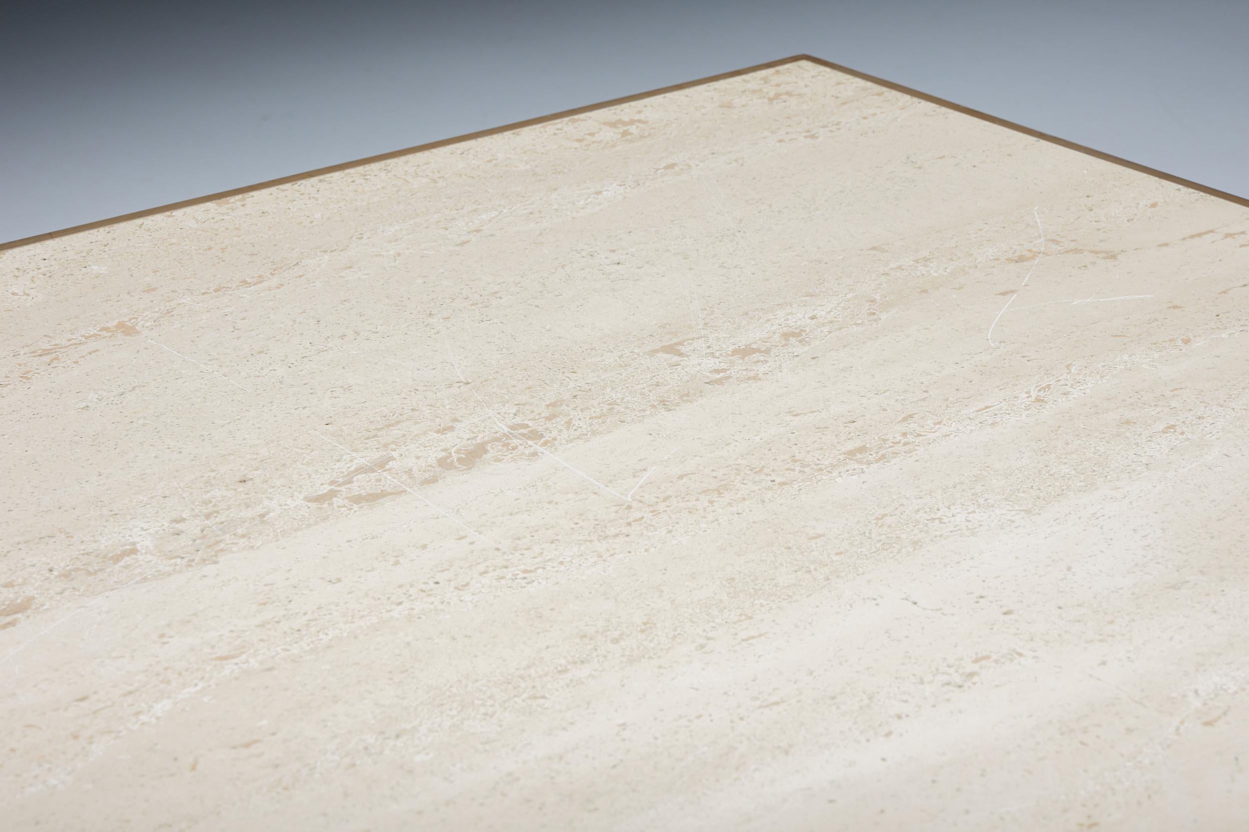 Italian Travertine Coffee Table by Willy Rizzo, Hollywood Regency, 1970s 4