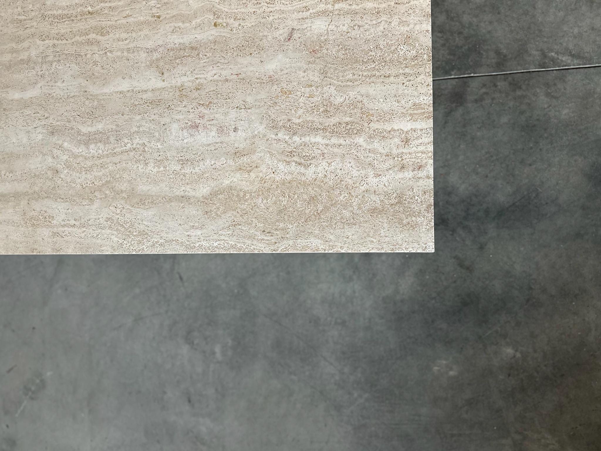 Italian Travertine Coffee Table In Good Condition For Sale In Hudson, NY
