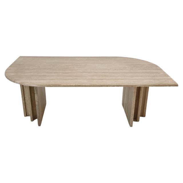 Italian Travertine Veneer Coffee Table with Brass Inlay, 1970s For Sale ...