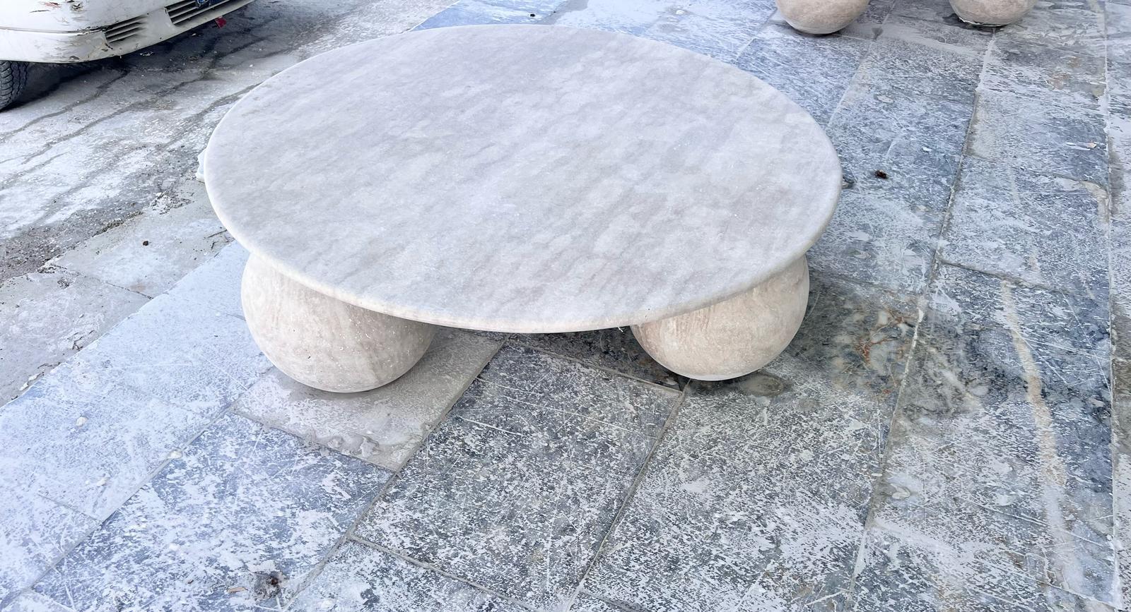 Italian Travertine Coffee Table - Natural Stone End Table - Side Table For Sale 4
