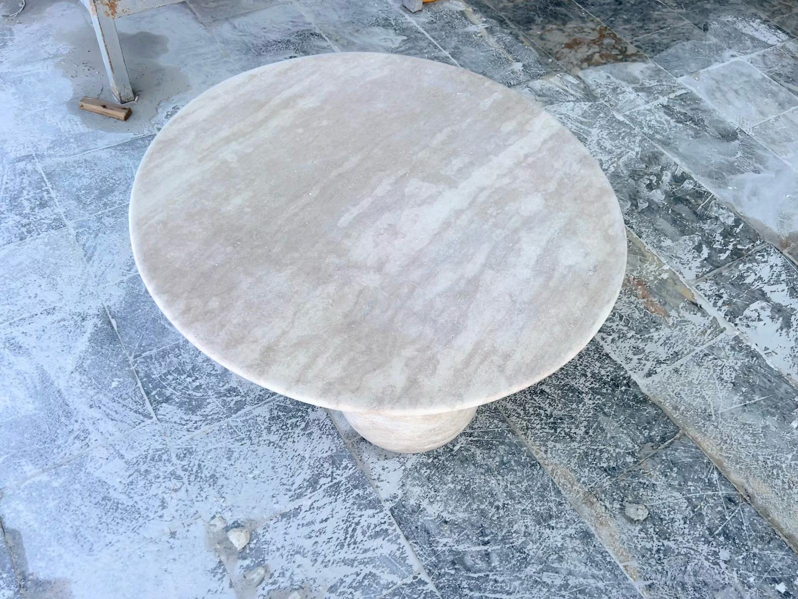 Italian Travertine Coffee Table - Natural Stone End Table - Side Table For Sale 5