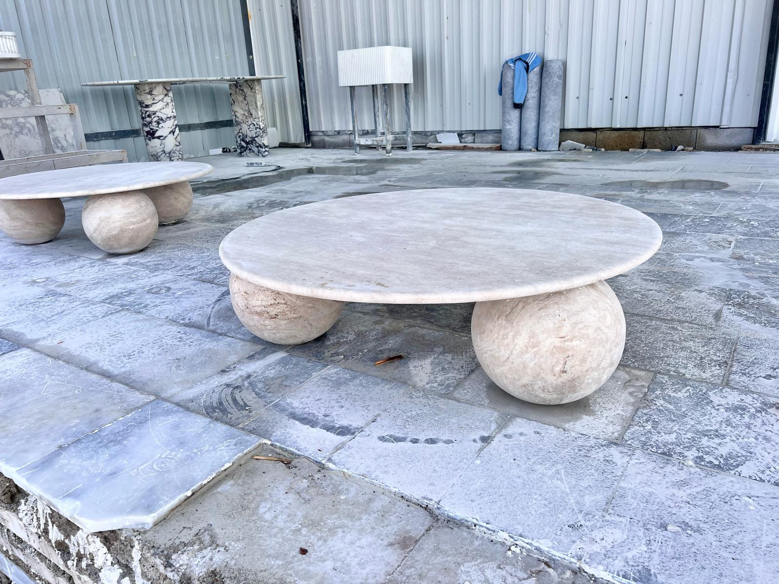 Italian Travertine Coffee Table - Natural Stone End Table - Side Table For Sale 6
